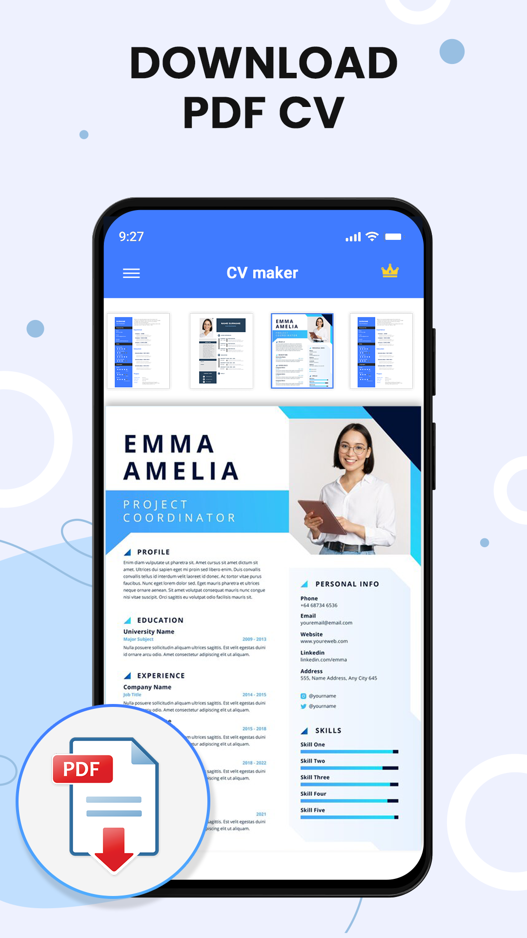 اسکرین شات 4 برنامه CV Maker & PDF Resume Builder