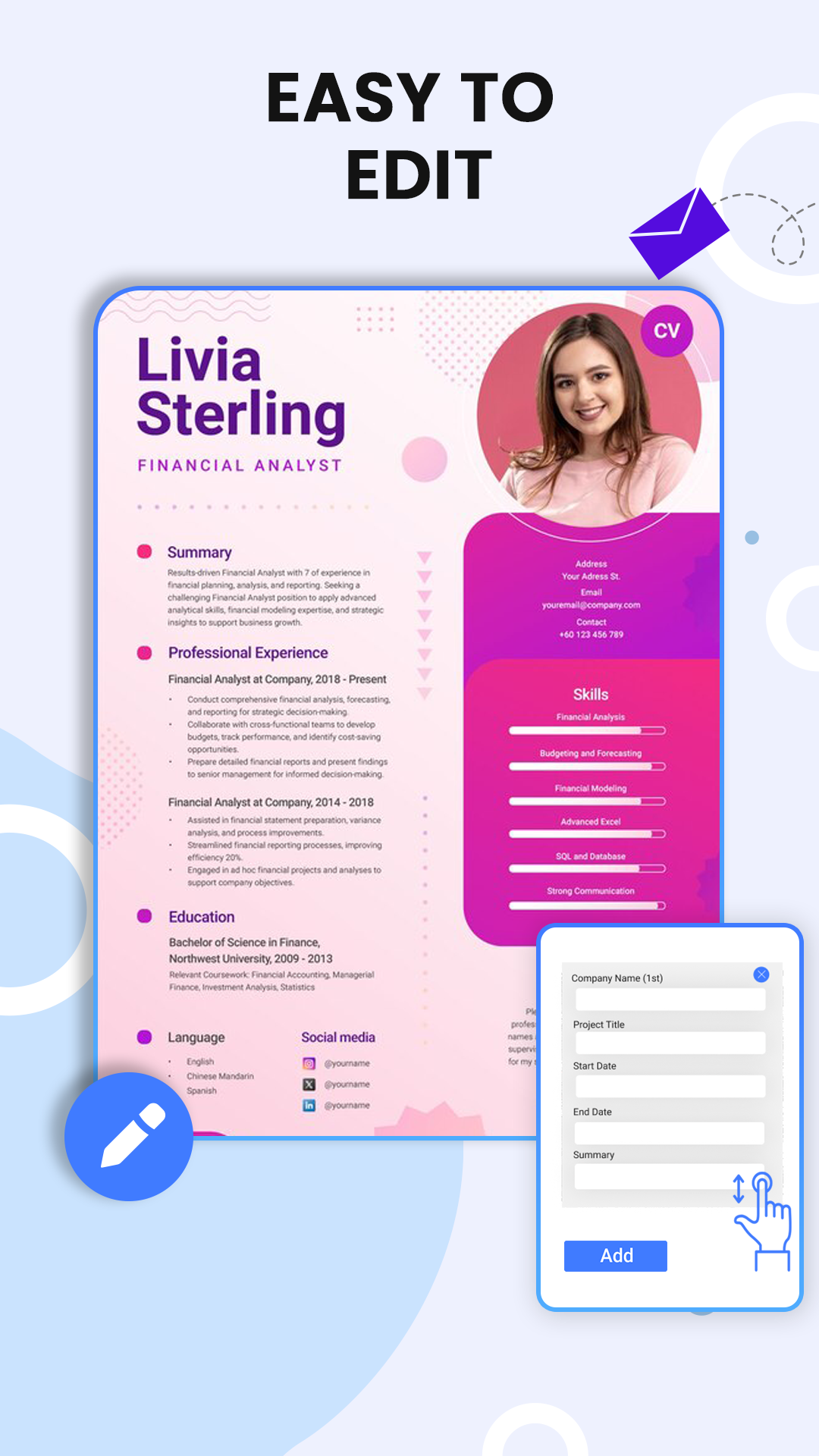 اسکرین شات 2 برنامه CV Maker & PDF Resume Builder