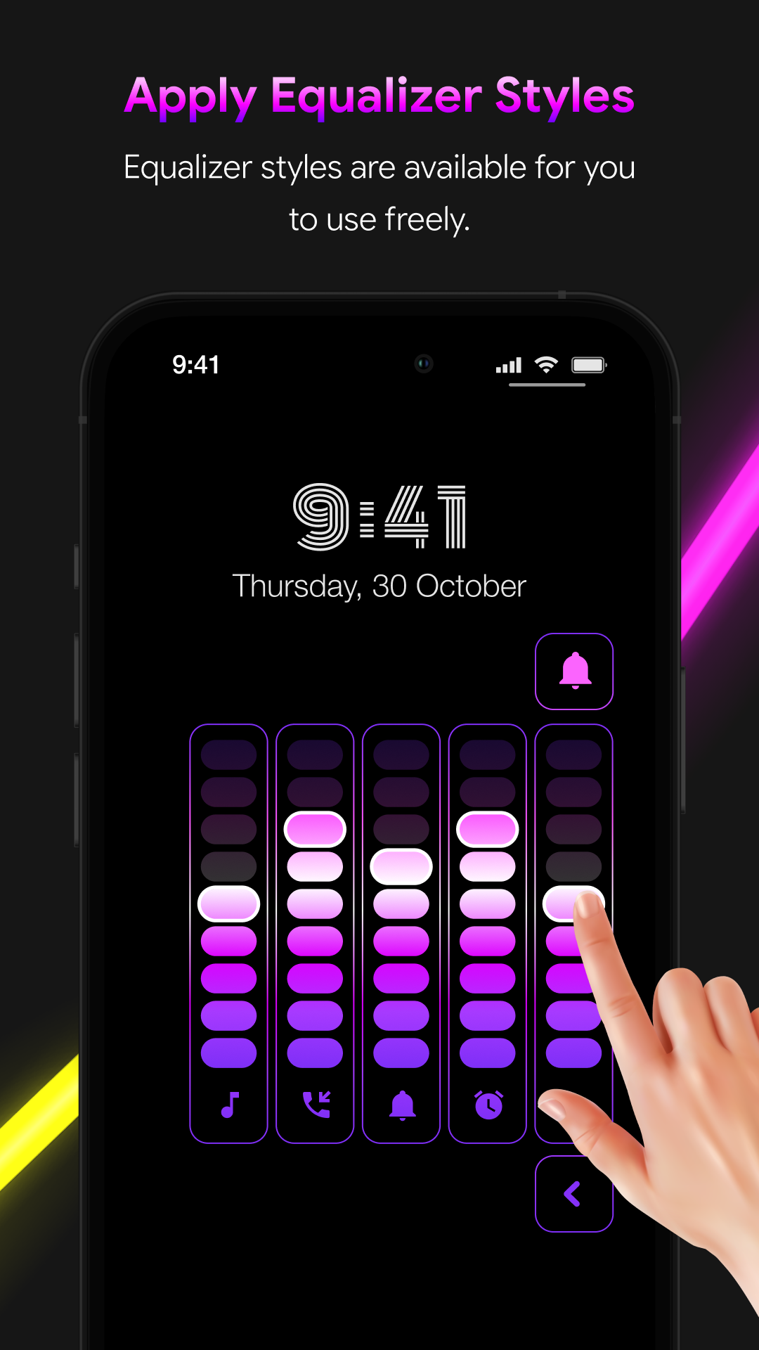 اسکرین شات 3 برنامه Neon LED Volume - Volume Style