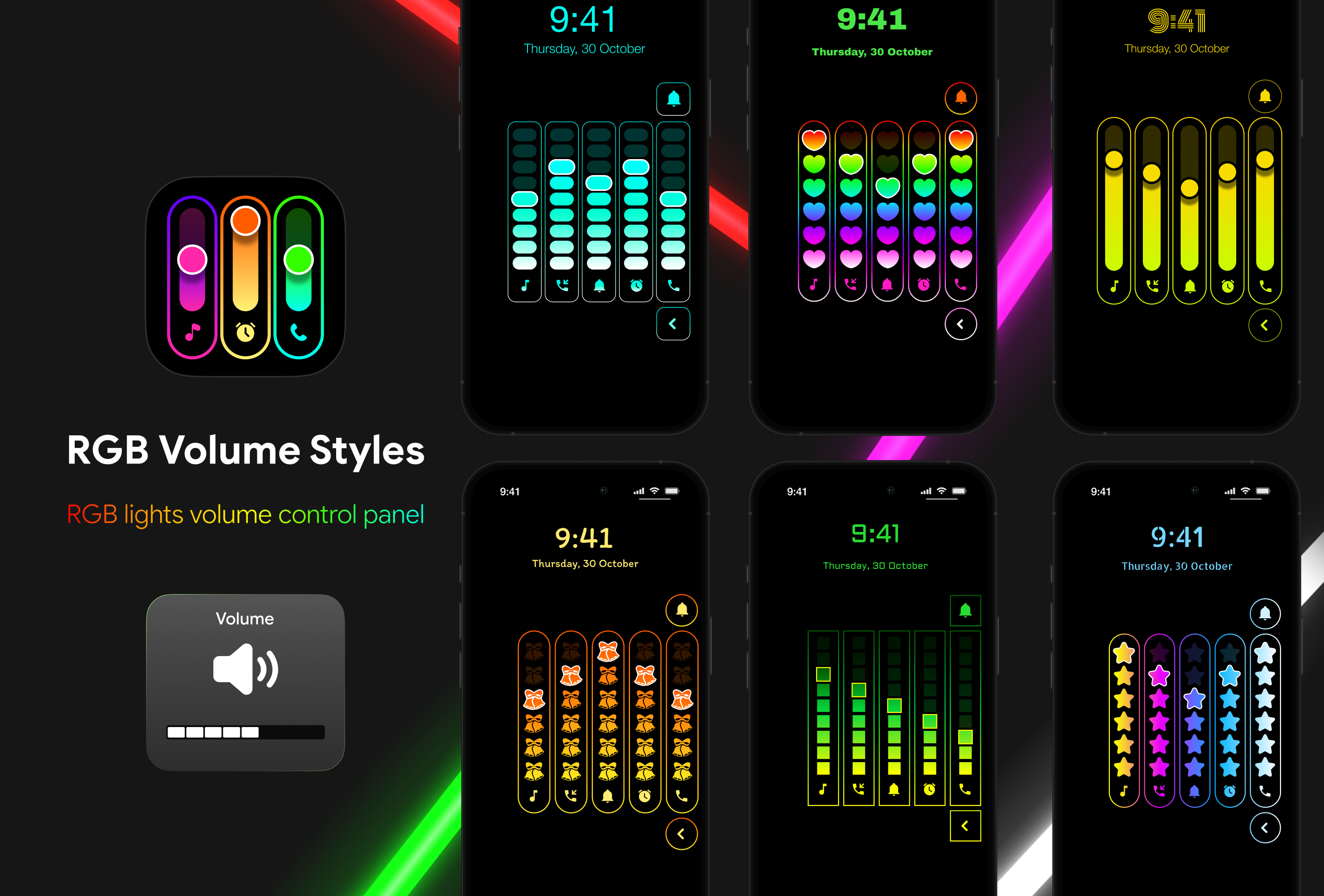 اسکرین شات 1 برنامه Neon LED Volume - Volume Style