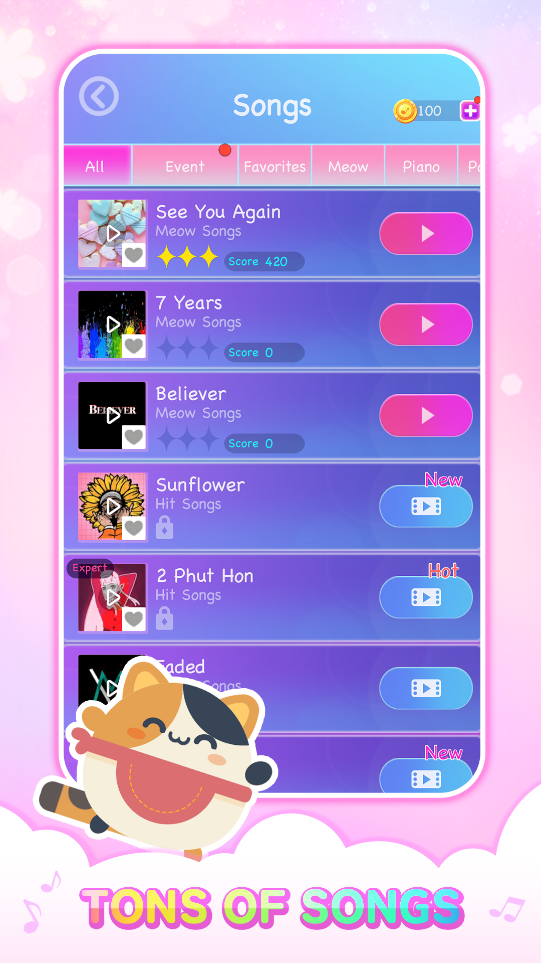 اسکرین شات 5 بازی Cat Cute Tiles: Piano Games