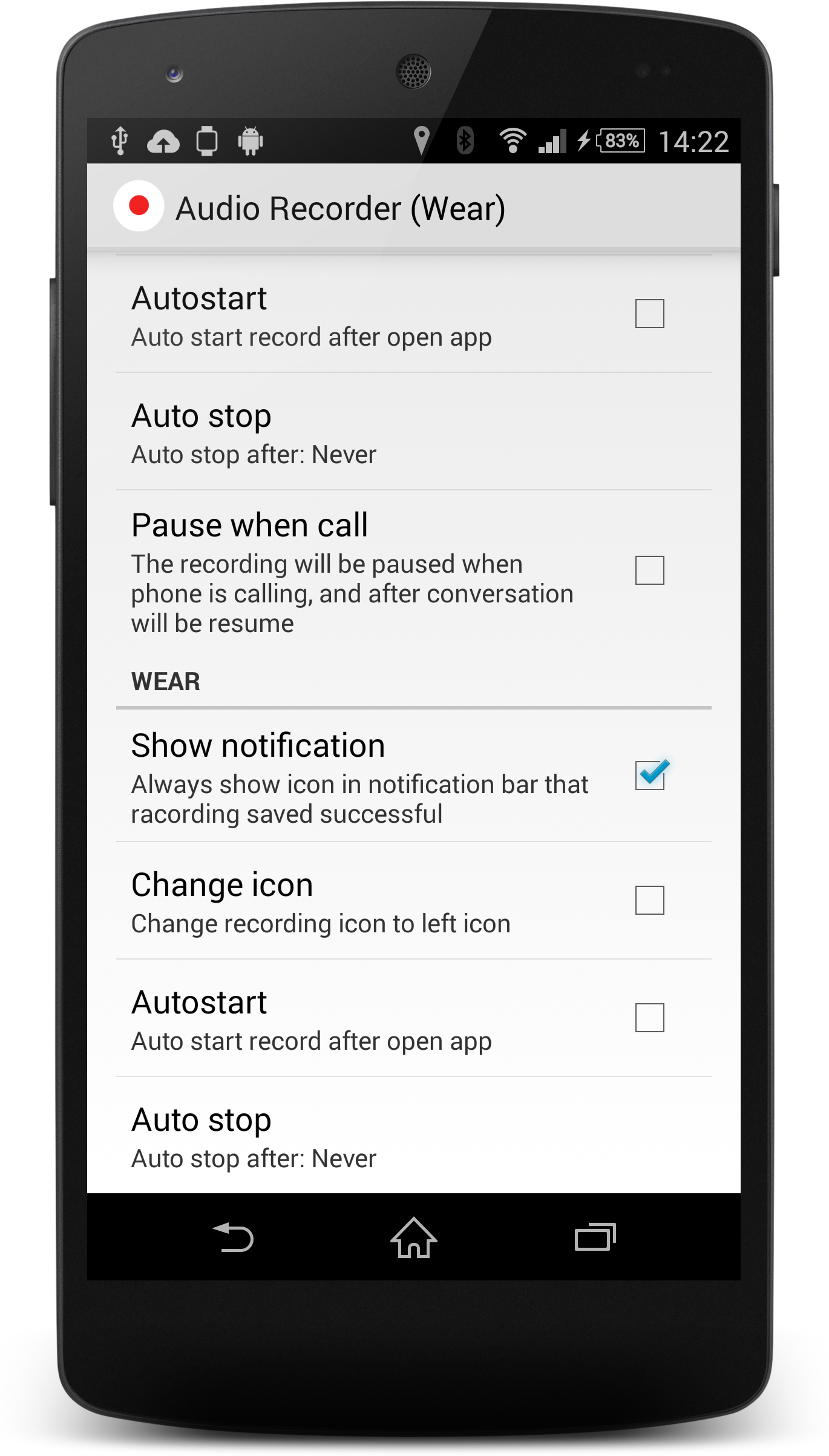 اسکرین شات 4 برنامه Wear Audio Recorder