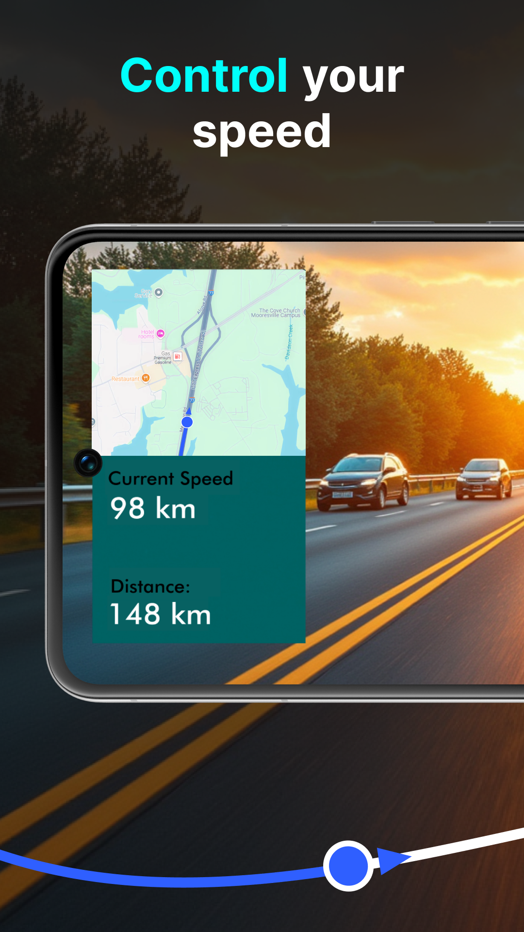 اسکرین شات 2 برنامه GPS Speedometer: Car Dash Cam