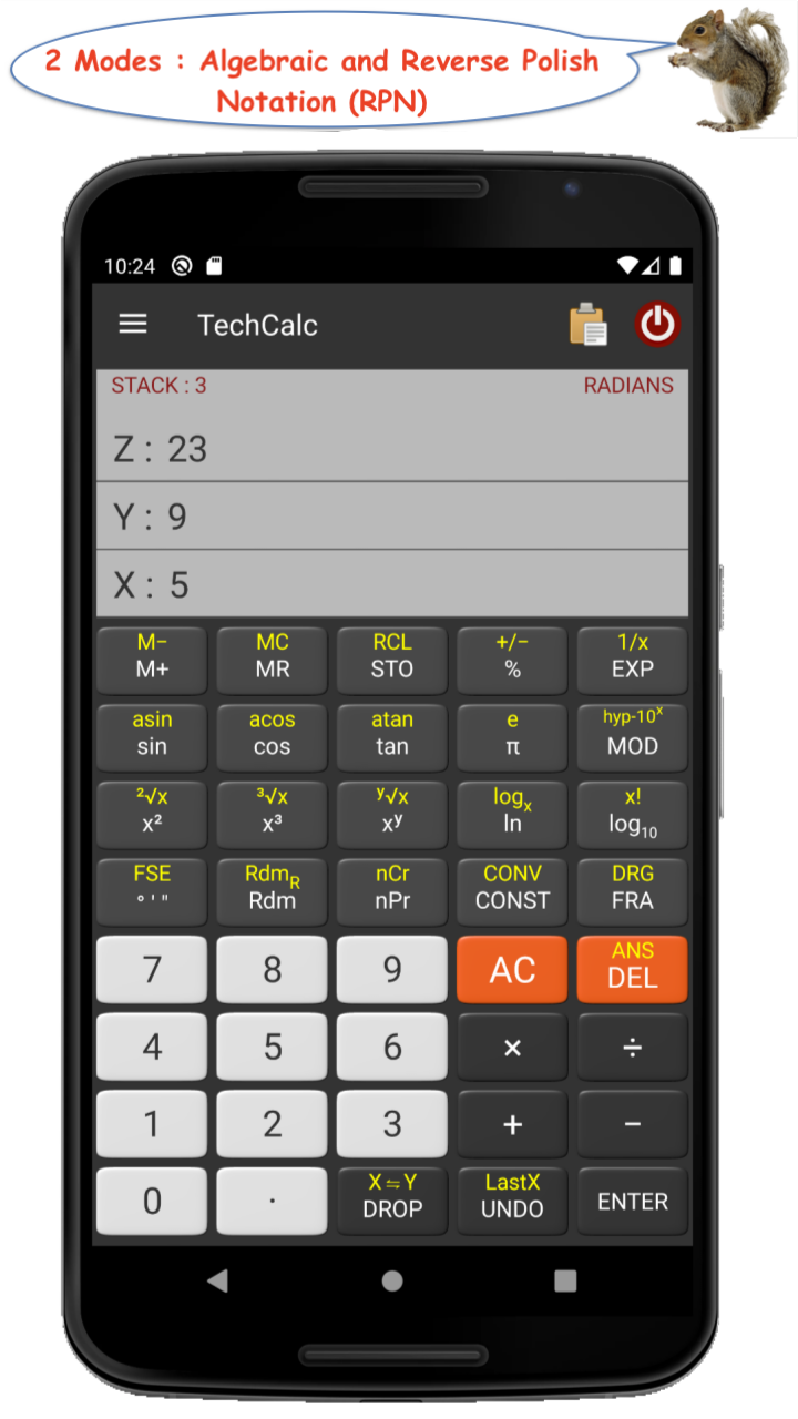 اسکرین شات برنامه TechCalc Scientific Calculator 2