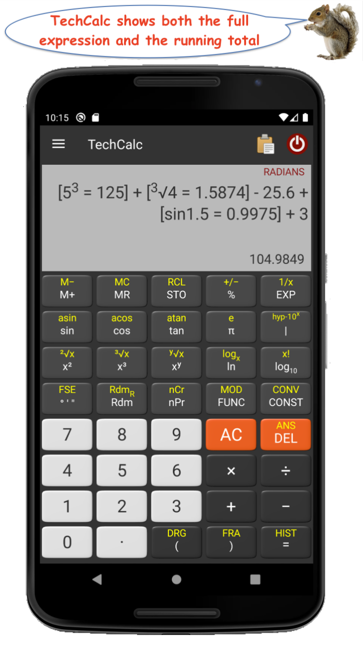 اسکرین شات 1 برنامه TechCalc Scientific Calculator