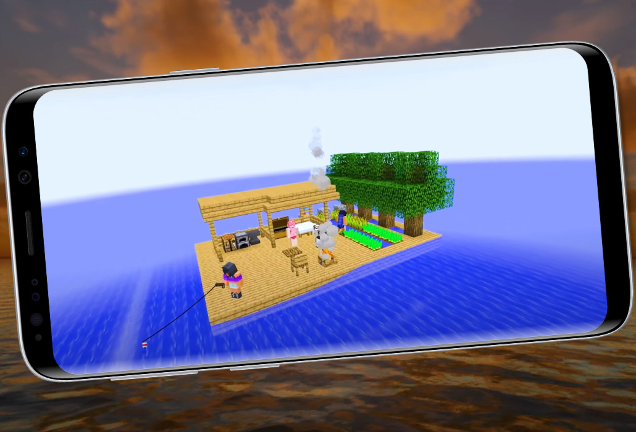 اسکرین شات 3 برنامه One Block Raft Survival Mod