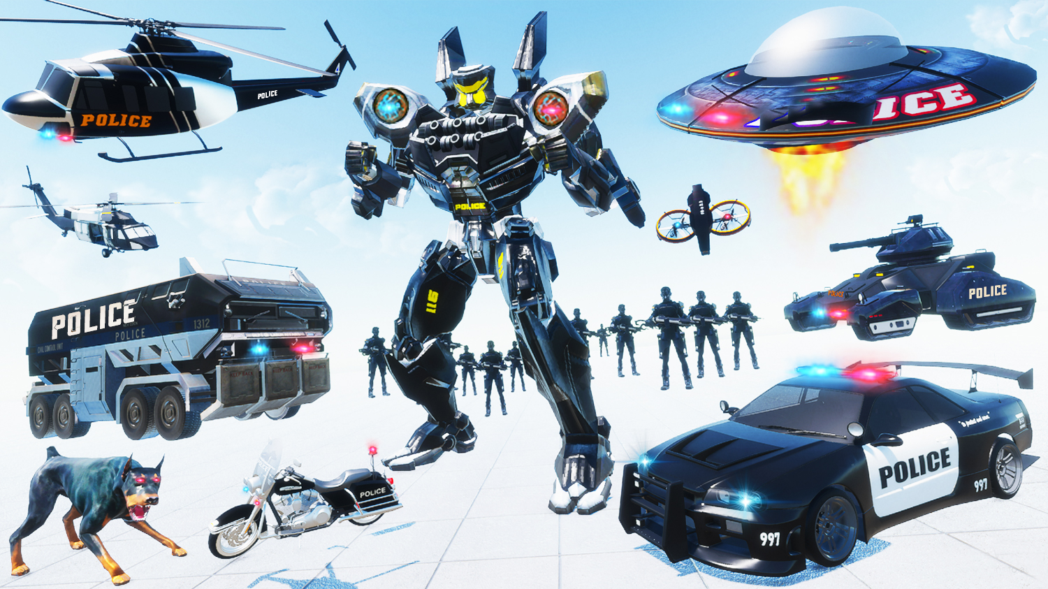 اسکرین شات 1 برنامه Police Robot Car Transforming