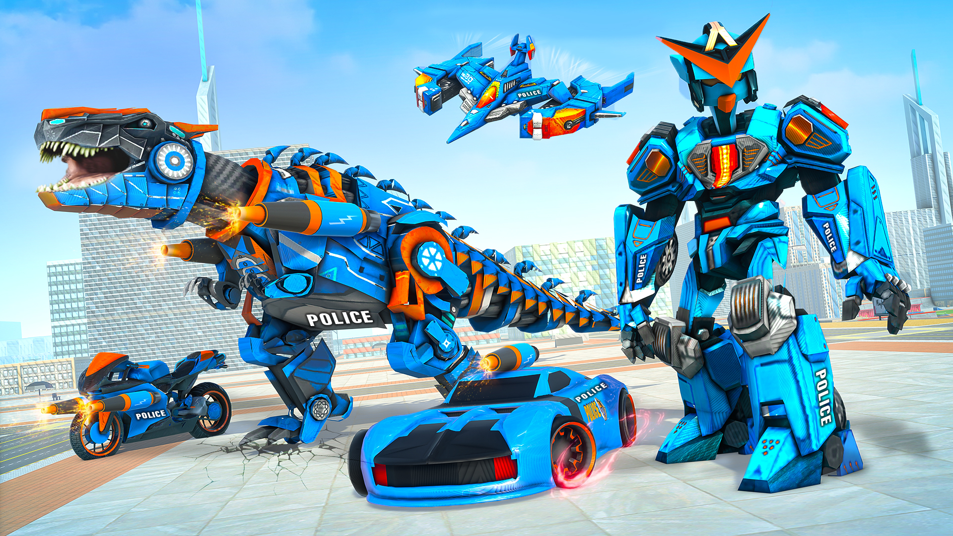 اسکرین شات 4 بازی Police Robot Car: Dino robots