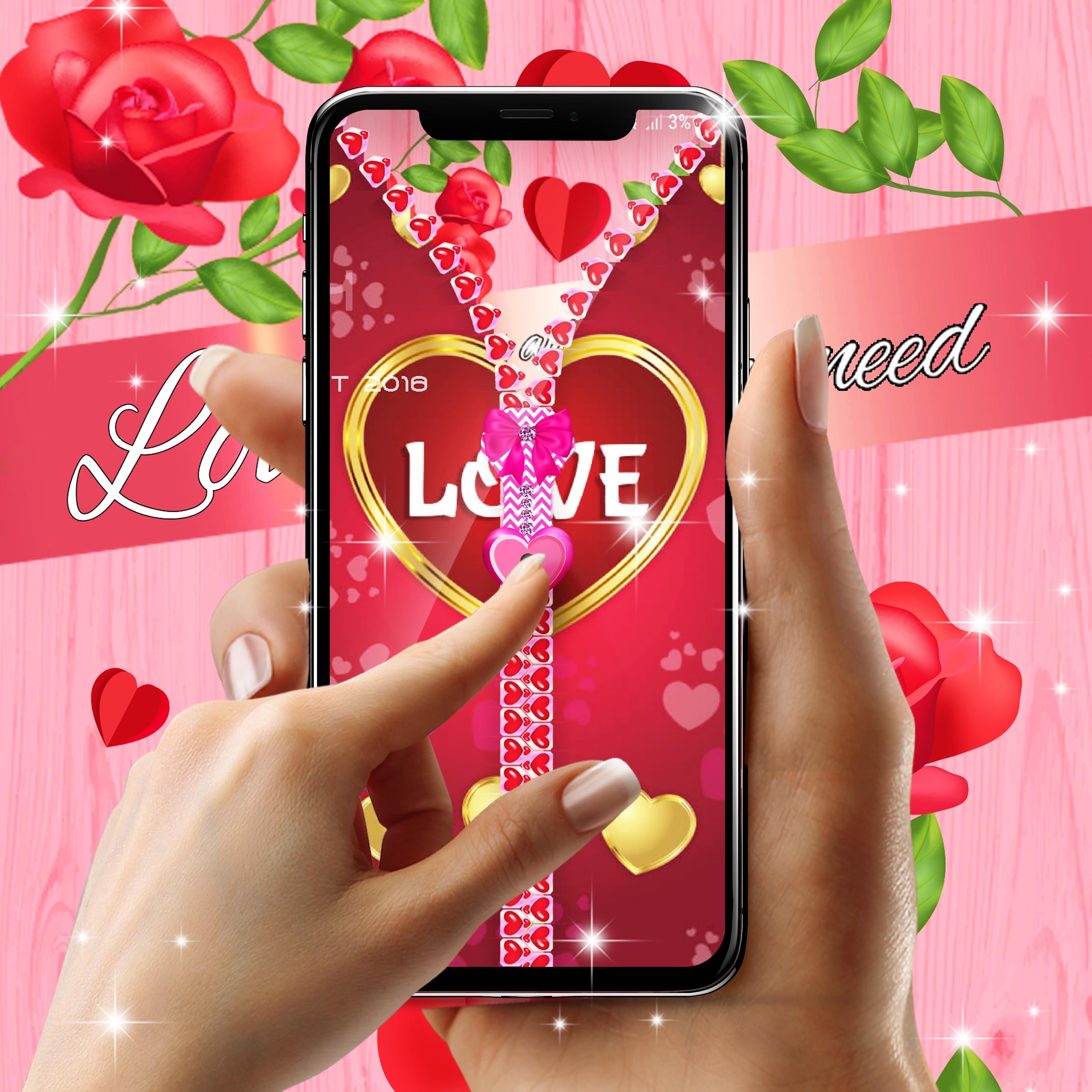 اسکرین شات 1 برنامه Romantic lock screen