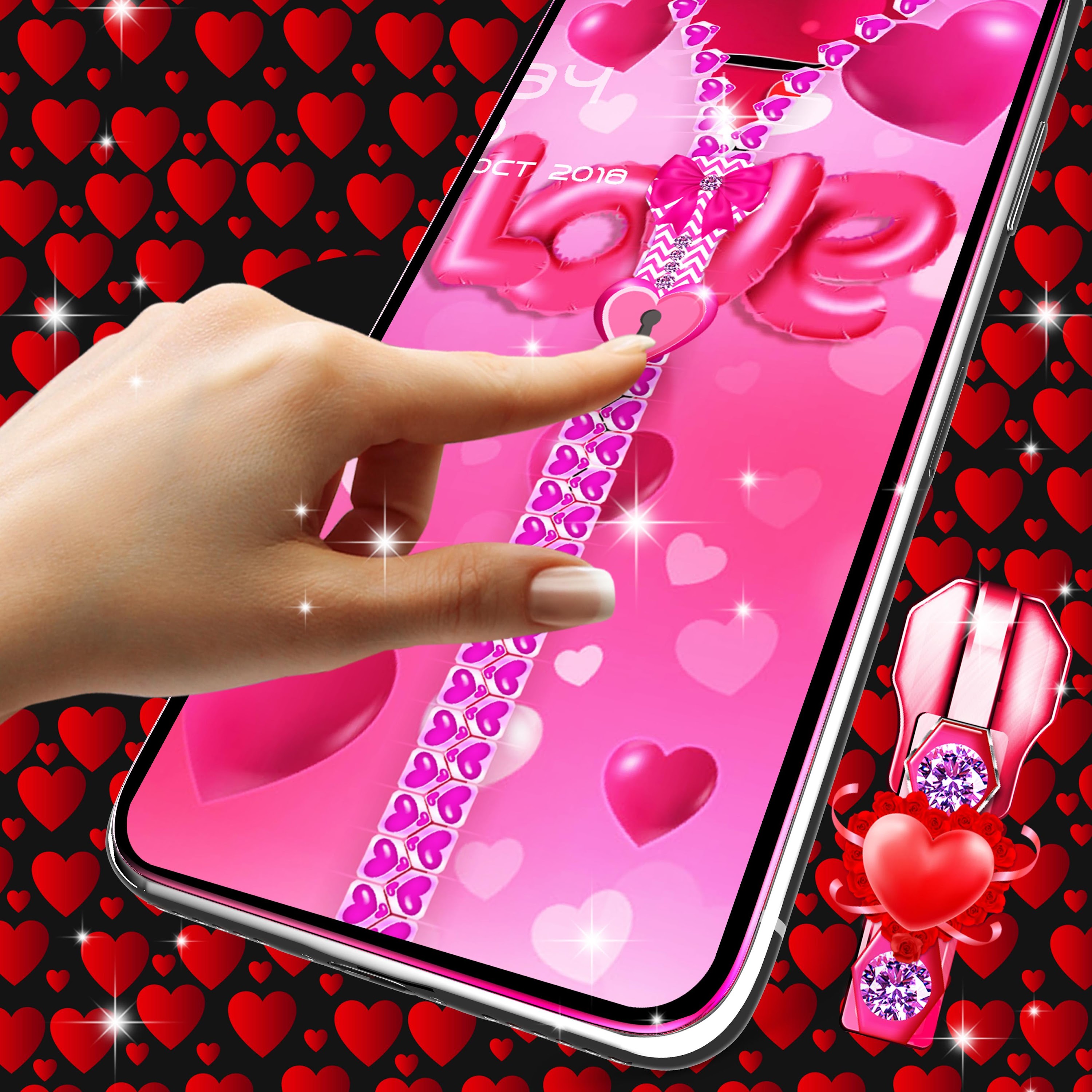 اسکرین شات 2 برنامه Romantic lock screen