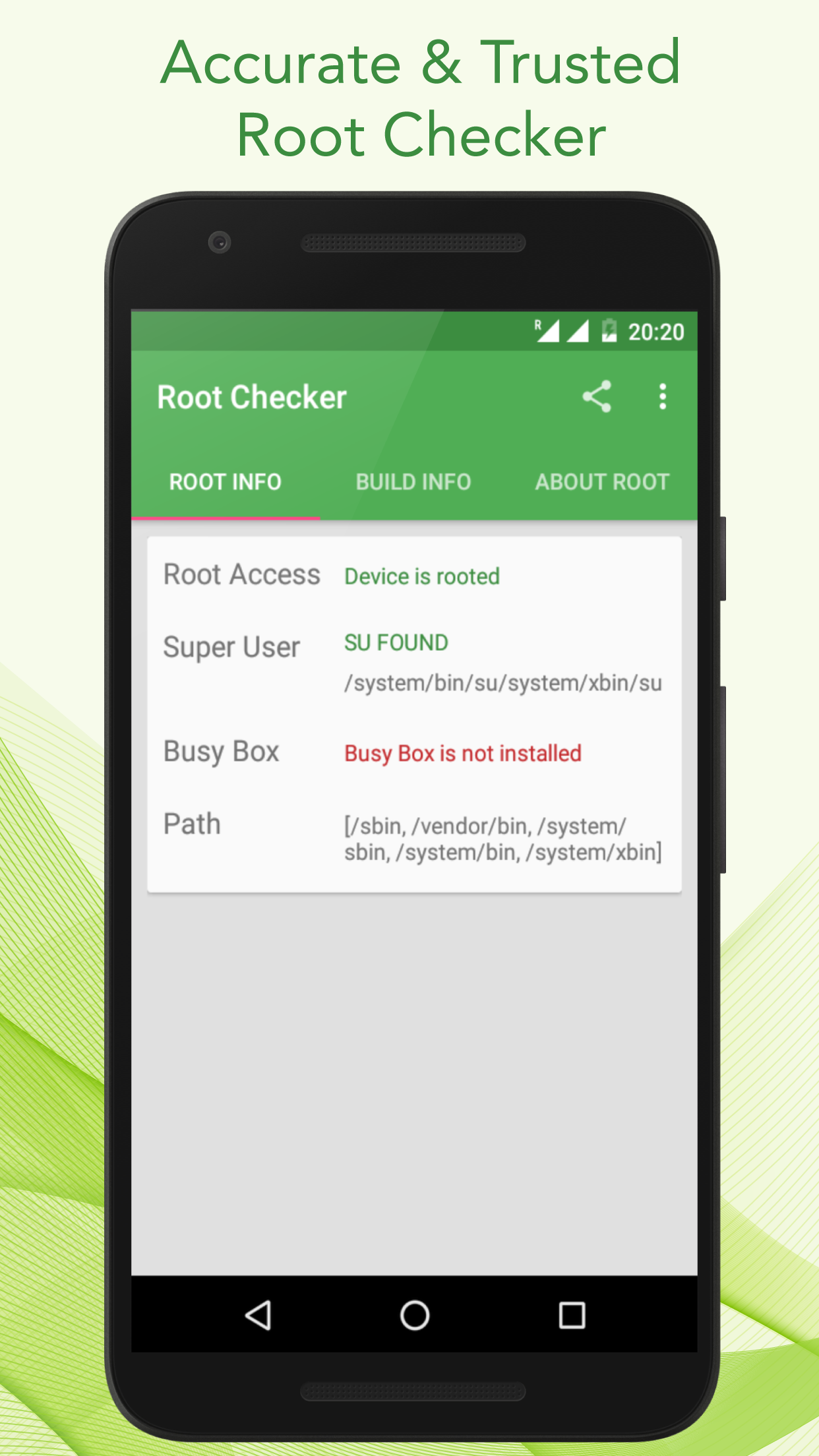 اسکرین شات 1 برنامه Root Checker