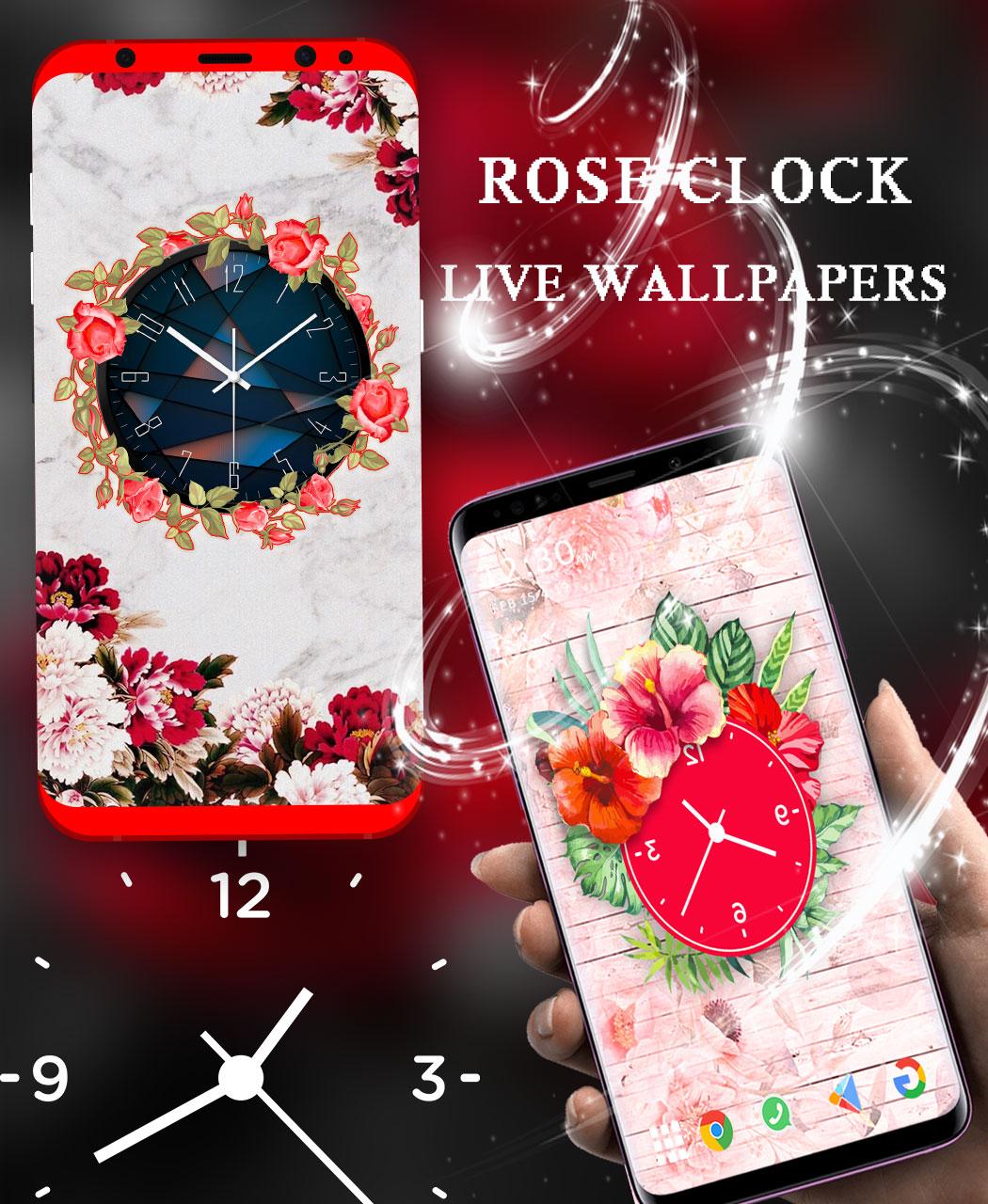 اسکرین شات 3 برنامه Rose Clock Live Rose Wallpaper