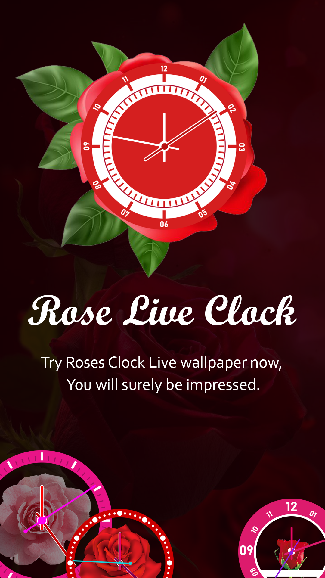اسکرین شات 6 برنامه Rose Clock Live Rose Wallpaper