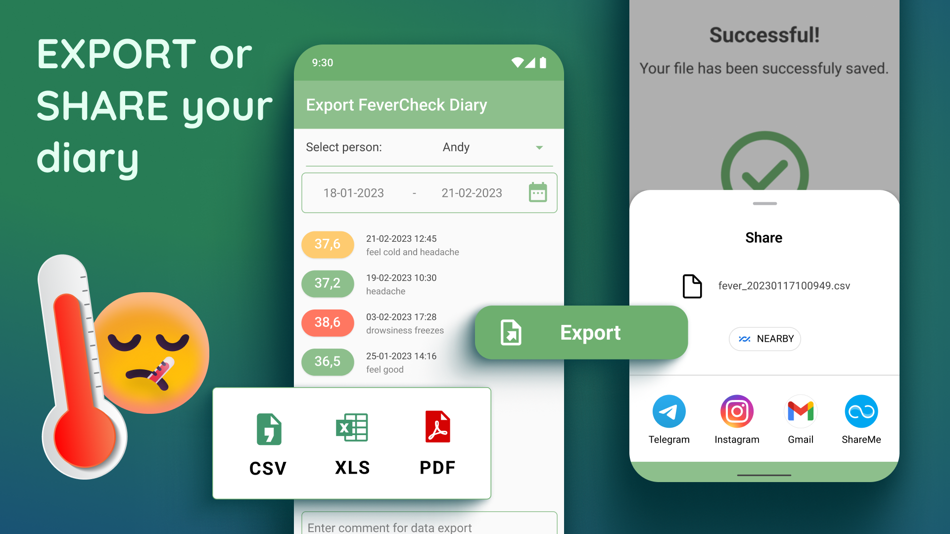 اسکرین شات 3 برنامه Body Temperature・Fever Tracker