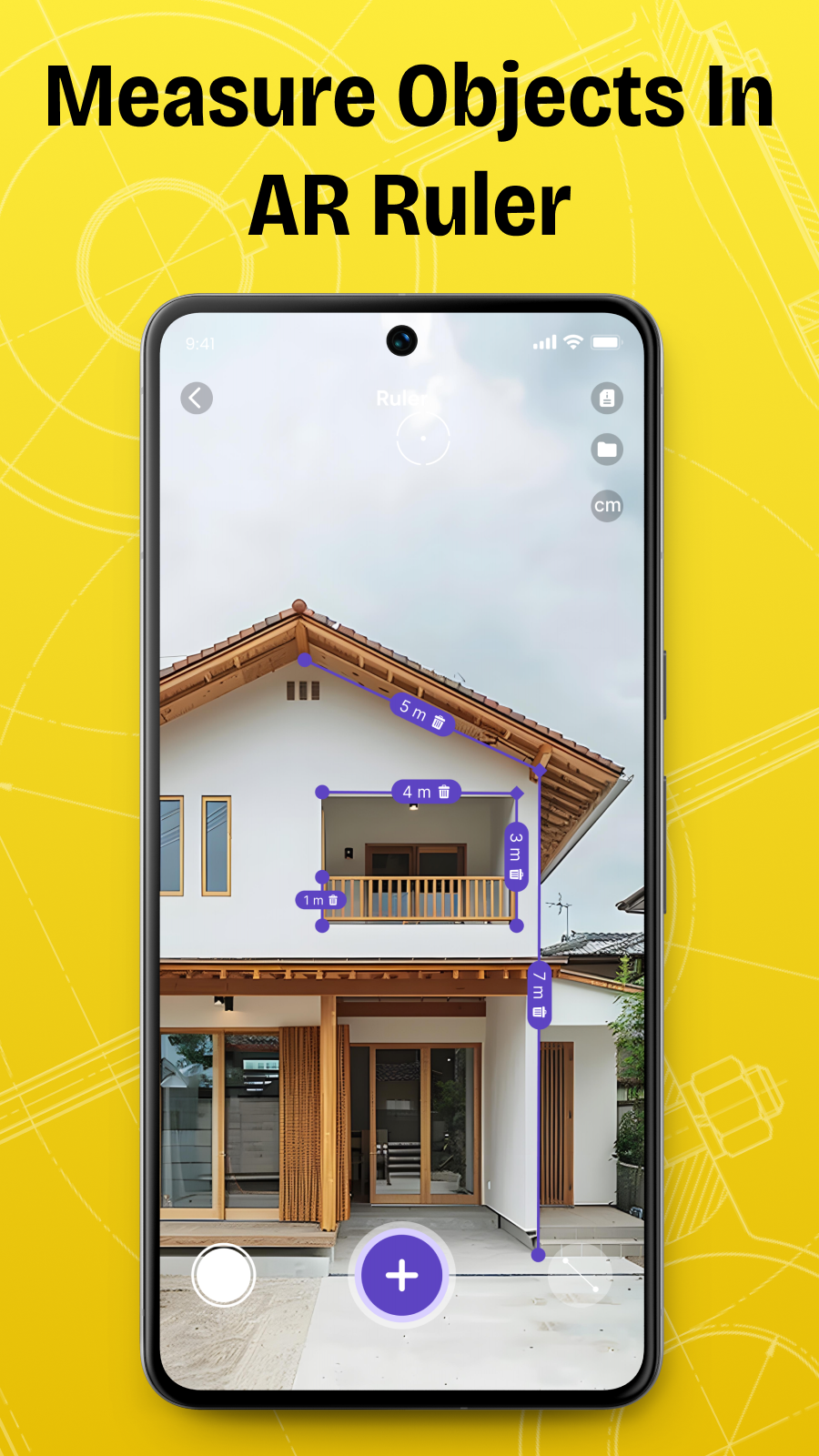 اسکرین شات 1 برنامه AR Ruler Cam: Photo Measure