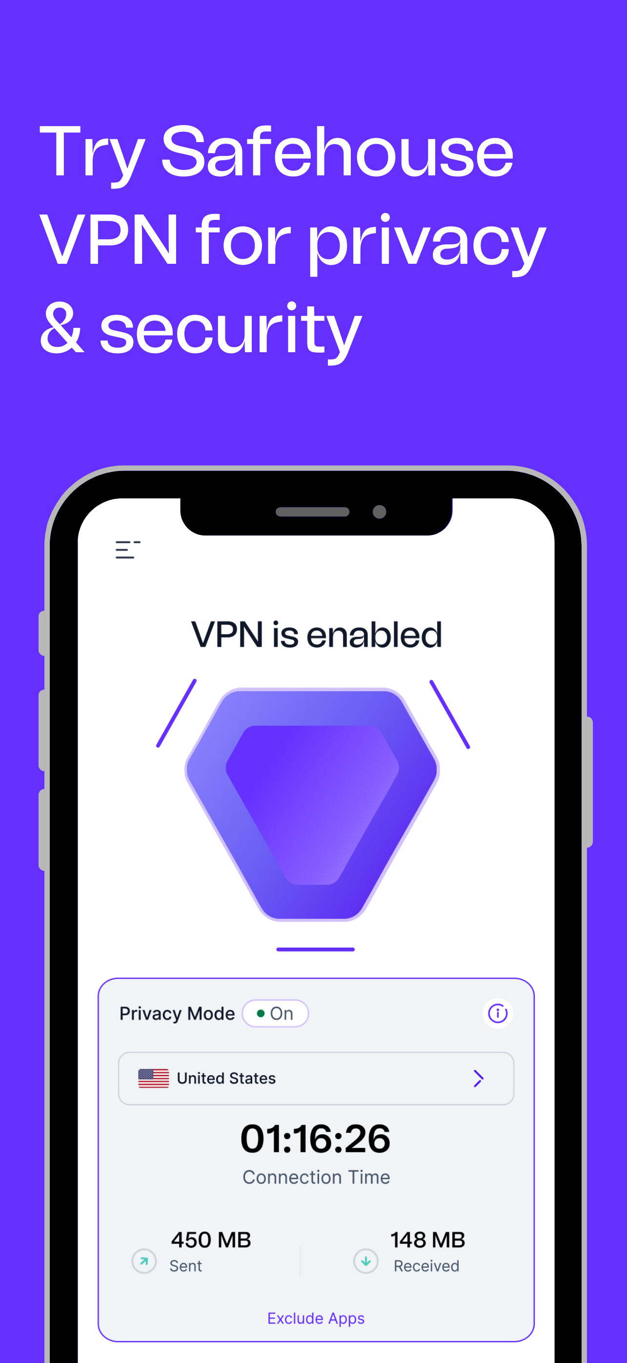 اسکرین شات 1 برنامه VPN-Fast & Secure by Safehouse