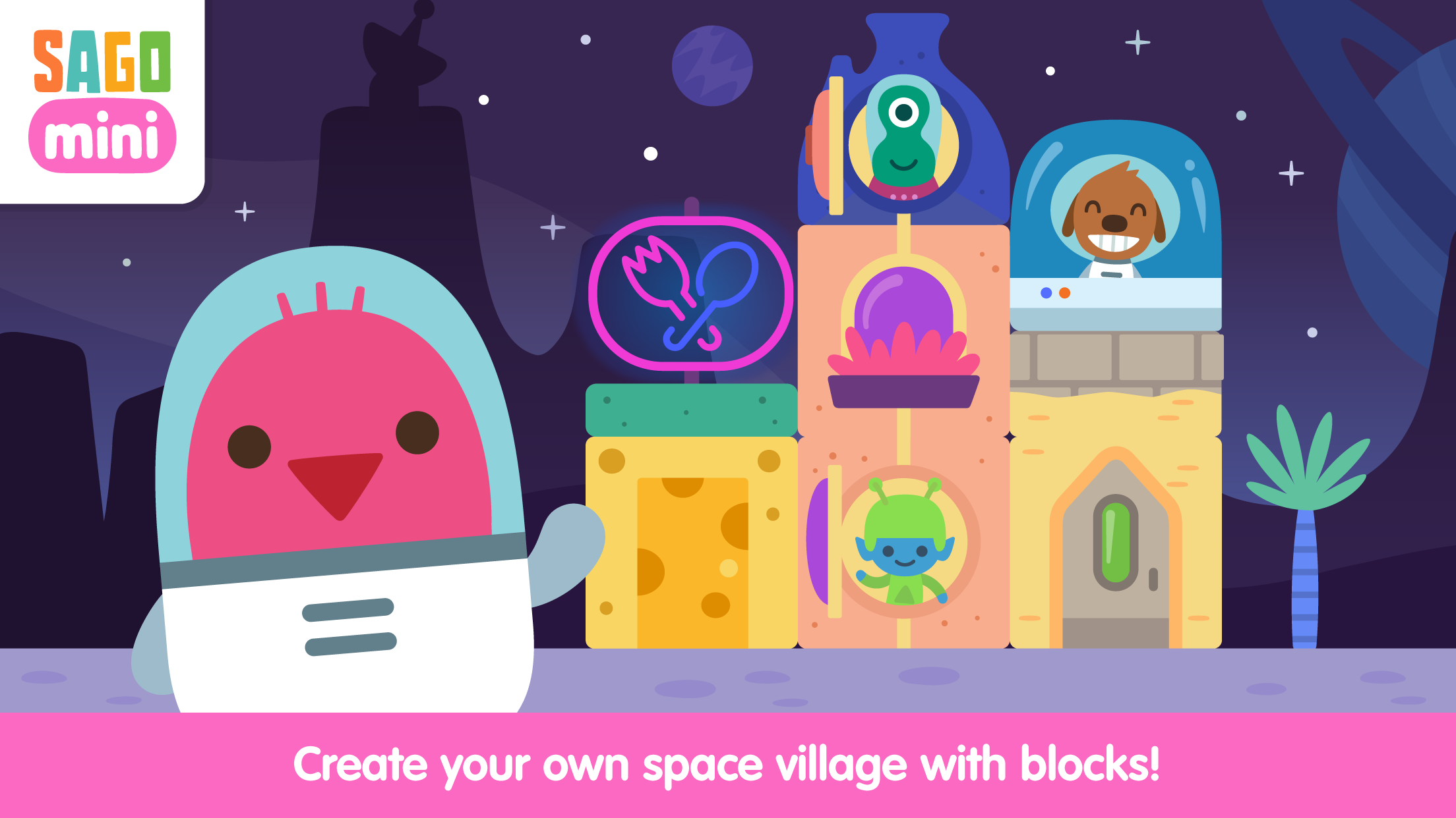 اسکرین شات 2 برنامه Sago Mini Space Blocks Builder