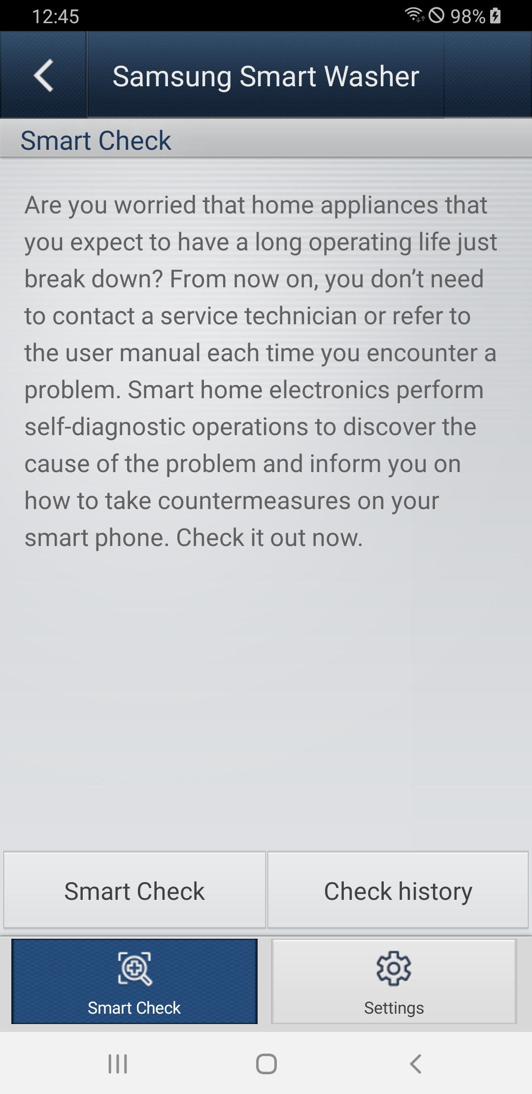 اسکرین شات 1 برنامه SAMSUNG Smart Washer/Dryer
