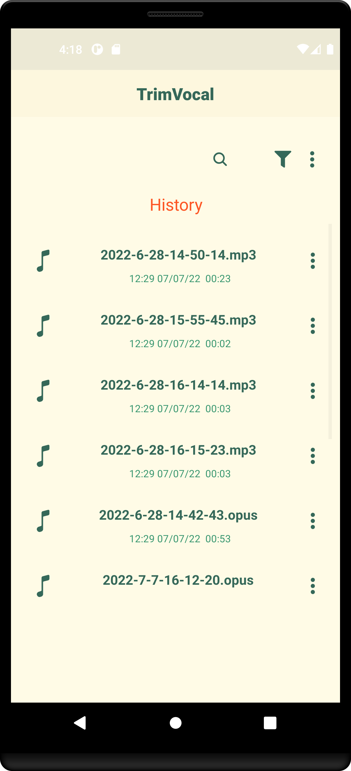 اسکرین شات 1 برنامه TrimVocal - Cut voice message