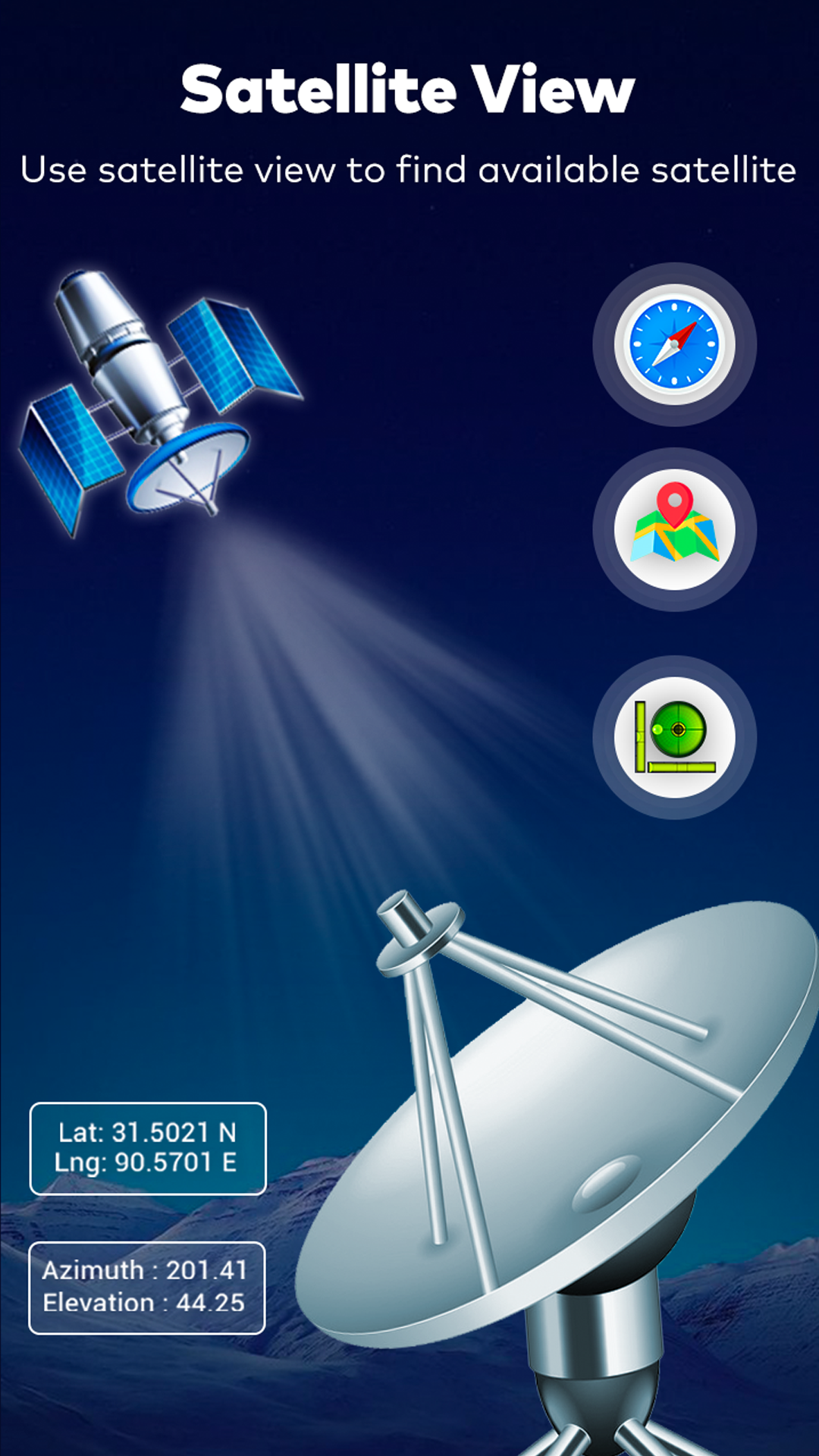 اسکرین شات 1 برنامه Satellite Finder Director: GPS