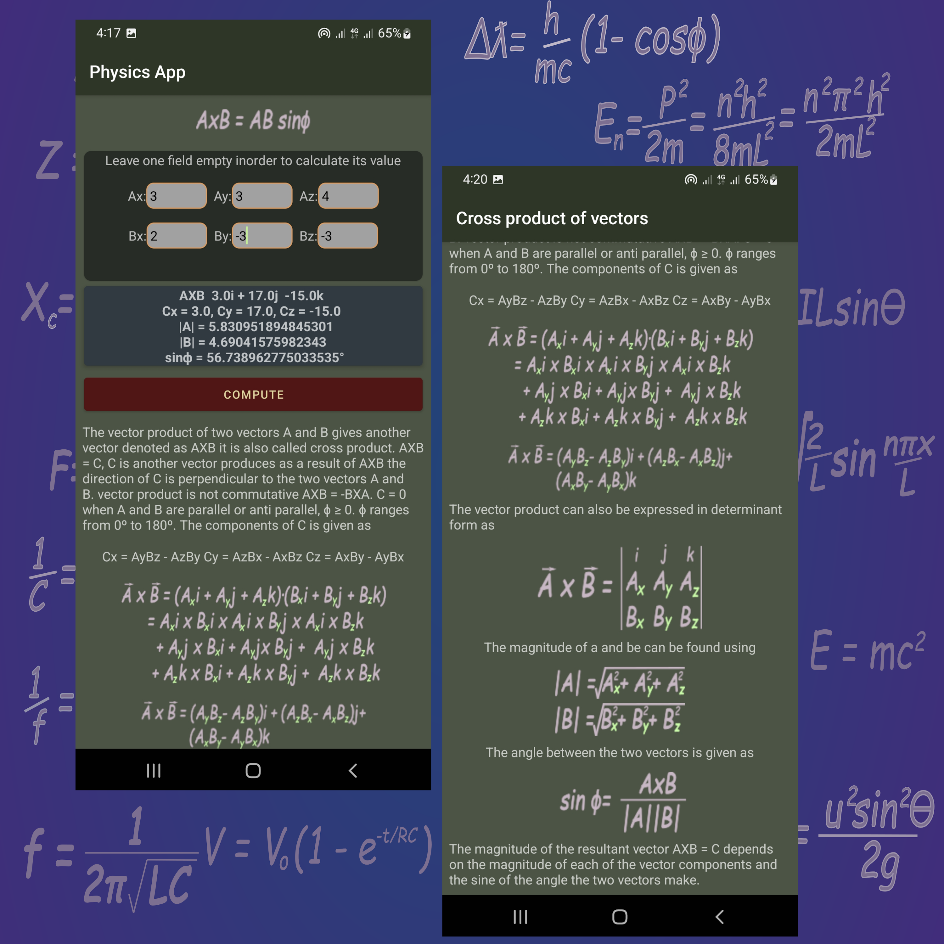 اسکرین شات 1 برنامه Physics: Notes & calculator