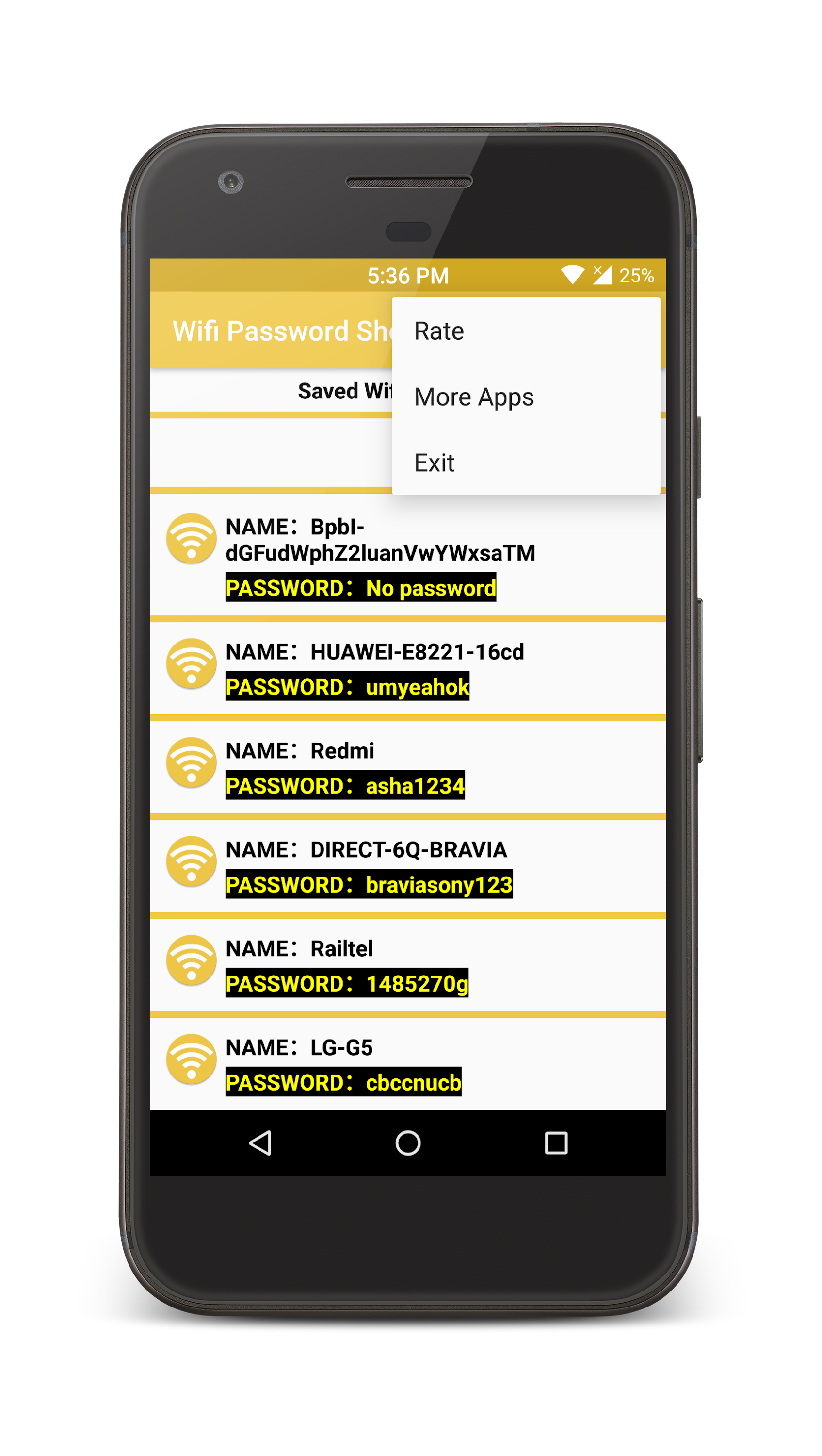 اسکرین شات 1 برنامه WiFi Password Show
