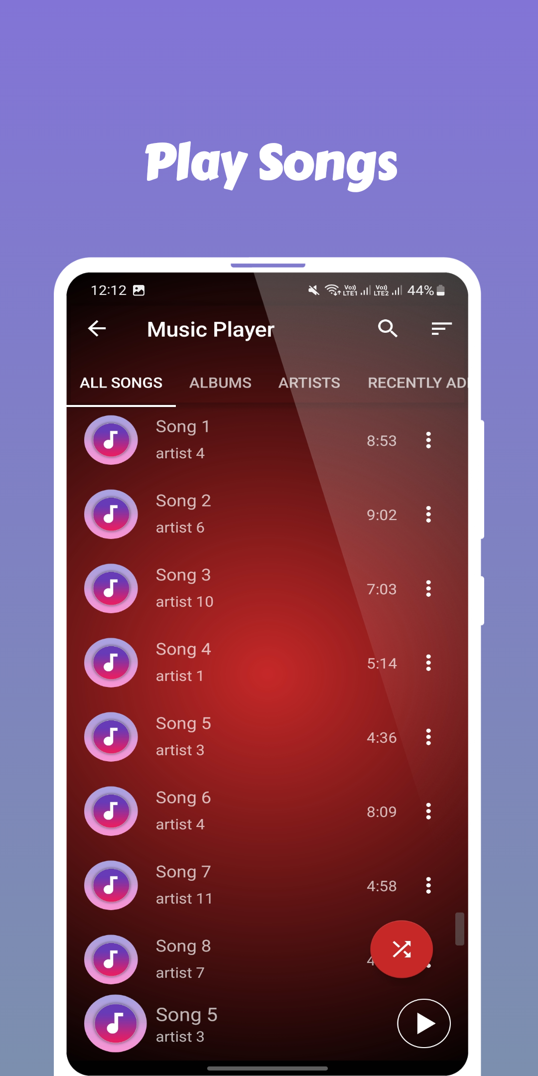 اسکرین شات 5 برنامه Music Player
