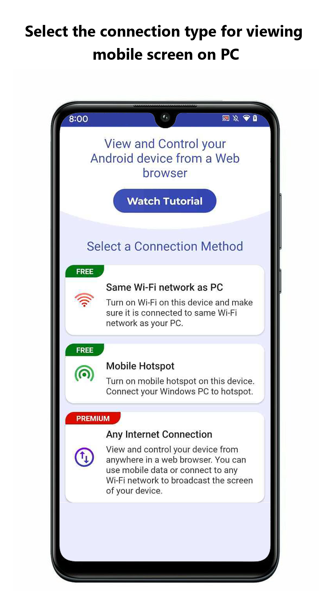 اسکرین شات 2 برنامه Screen Cast -View Mobile on PC