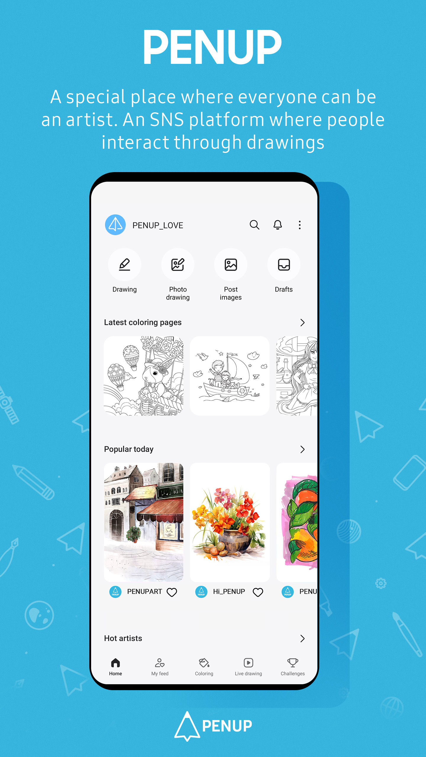 اسکرین شات 1 برنامه PENUP – Drawing-sharing SNS