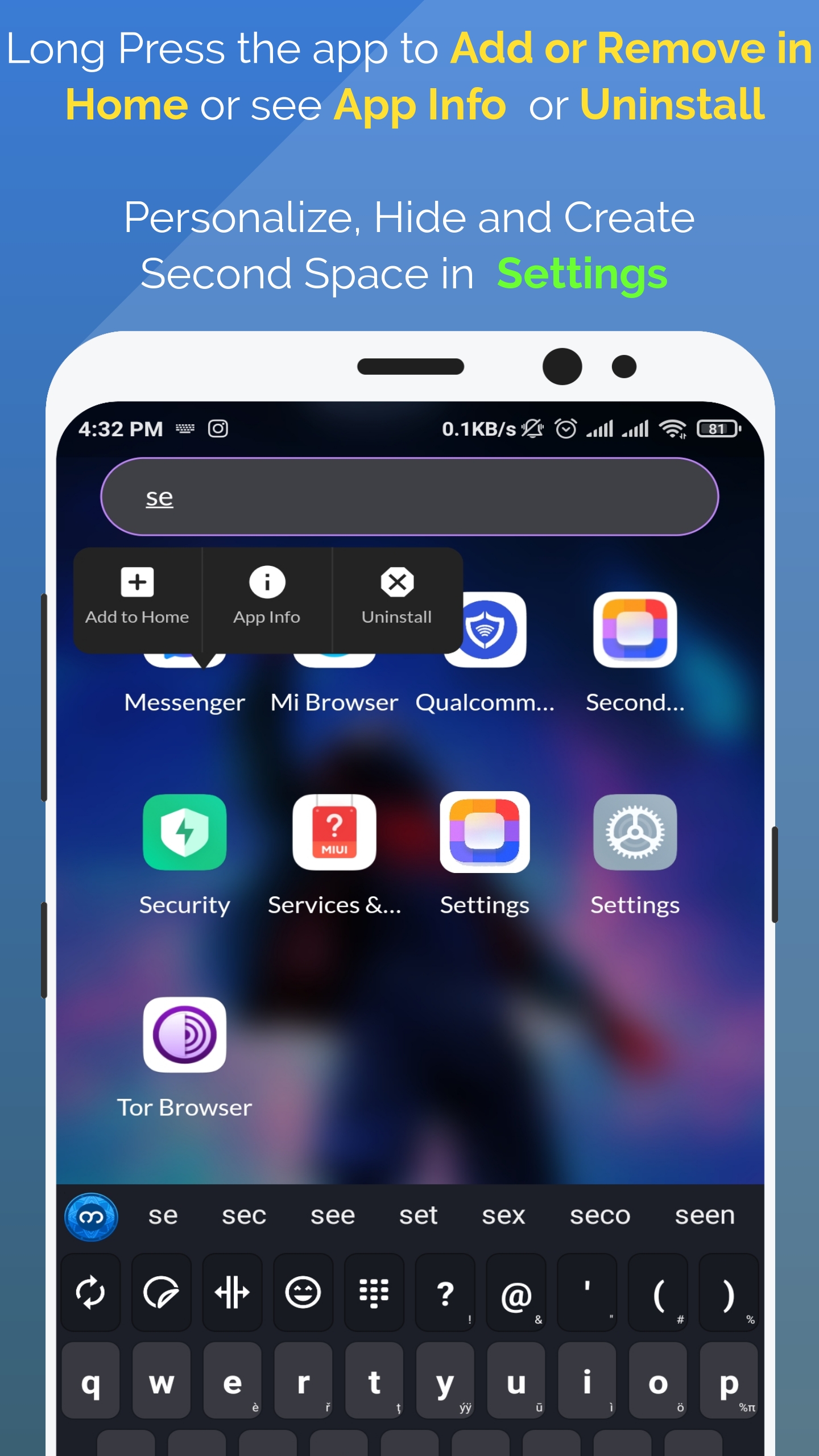 اسکرین شات 4 برنامه Second Space: Launcher