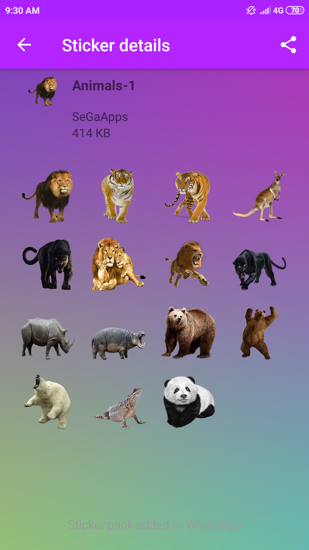اسکرین شات برنامه Animal Sticker - WAStickersApp 4