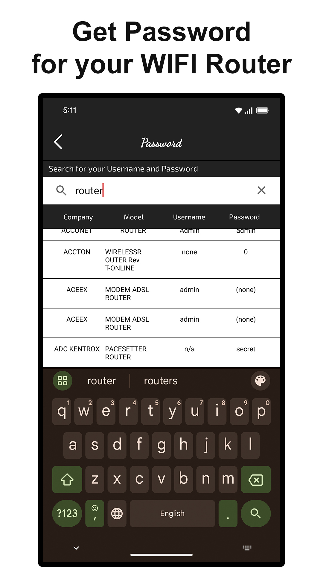 اسکرین شات 2 برنامه Router Settings: WiFi Password