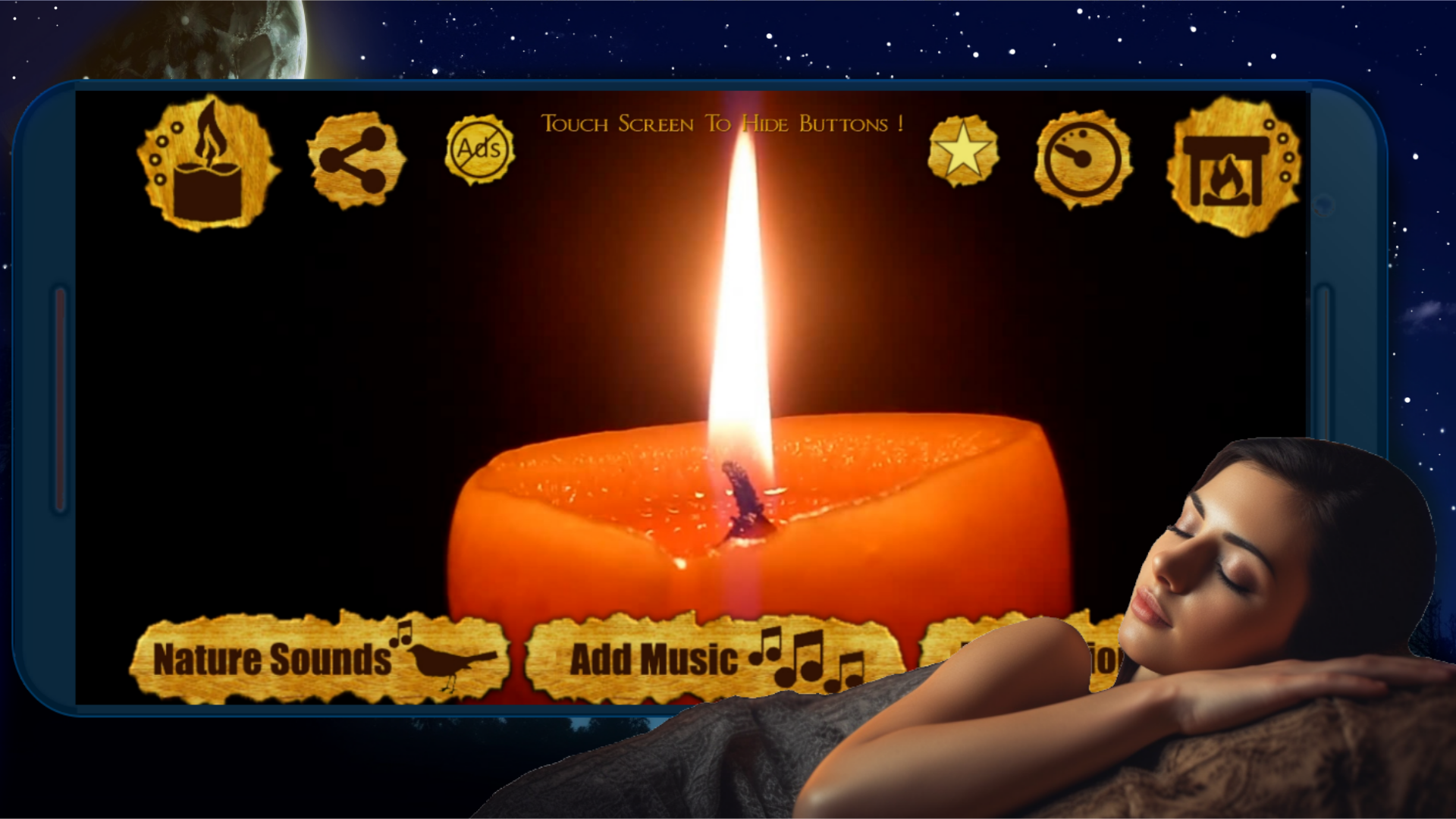 اسکرین شات 1 برنامه Night Light | Candle Fireplace