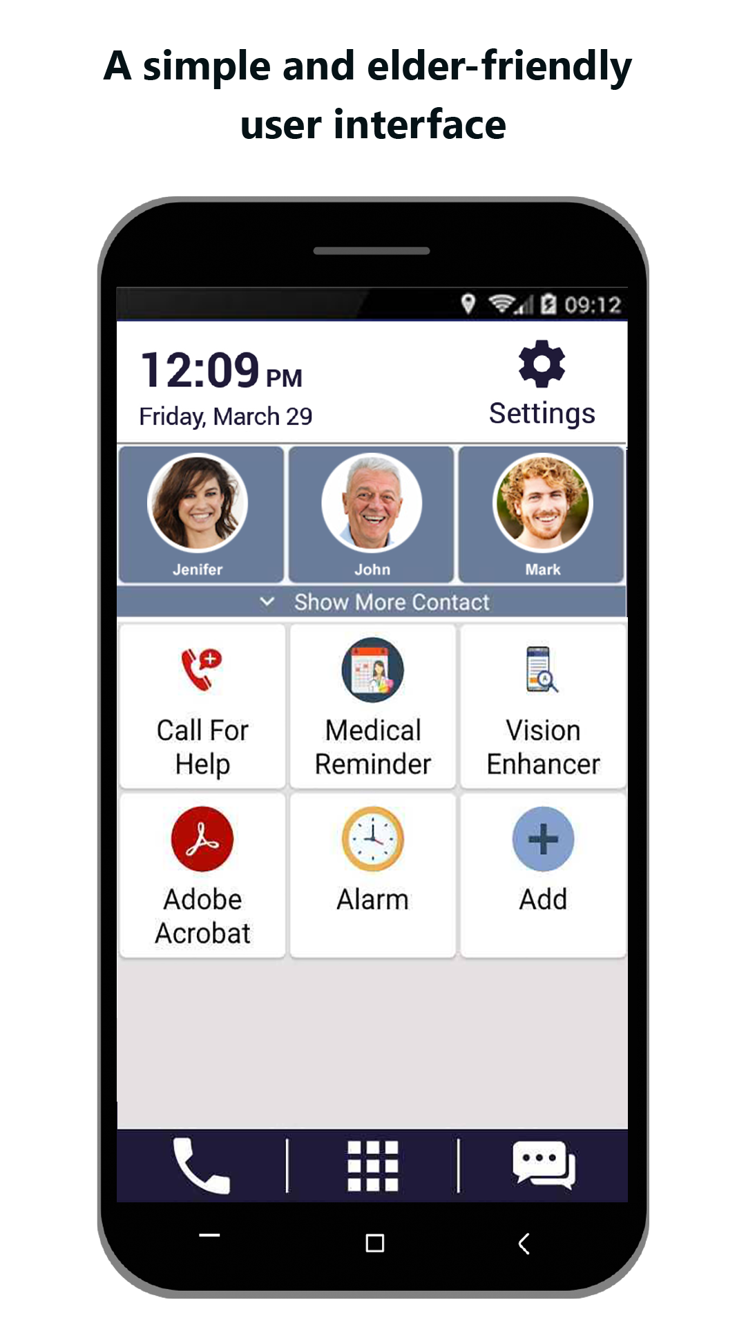 اسکرین شات 1 برنامه Senior Safety Phone - Big Icon