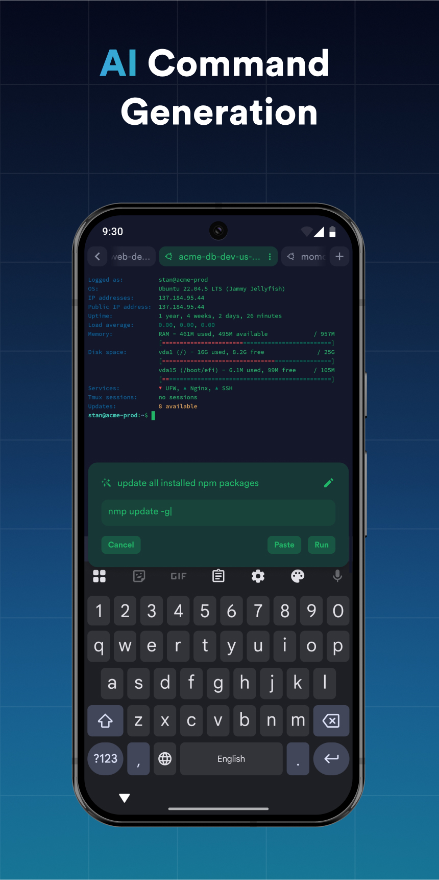 اسکرین شات 2 برنامه Termius - Modern SSH Client