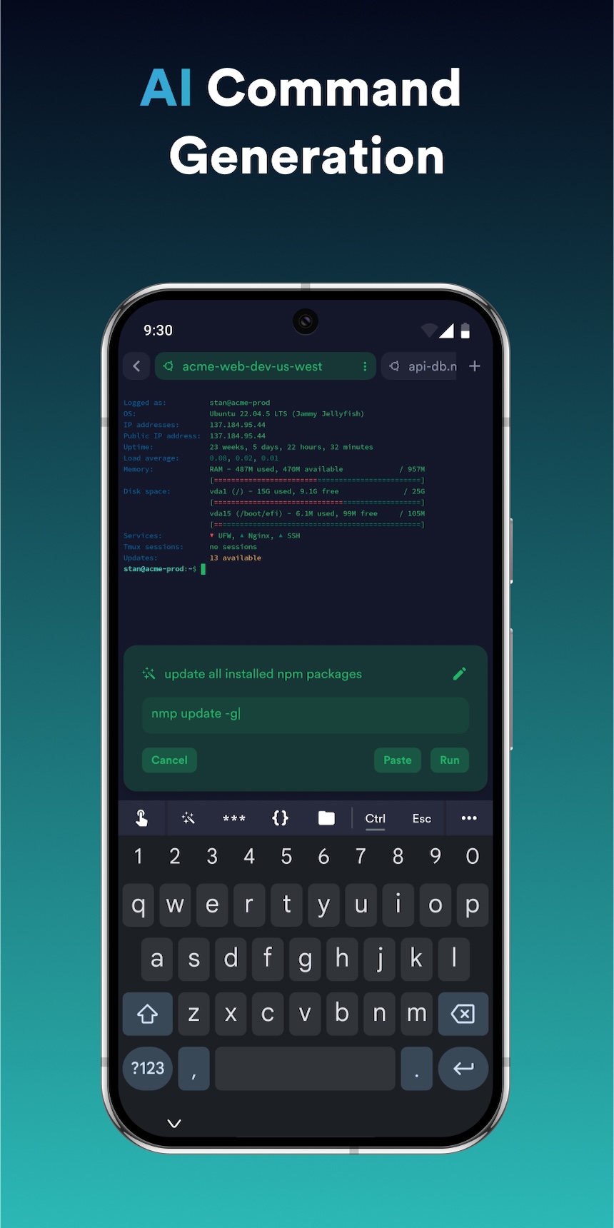 اسکرین شات 2 برنامه Termius - Modern SSH Client