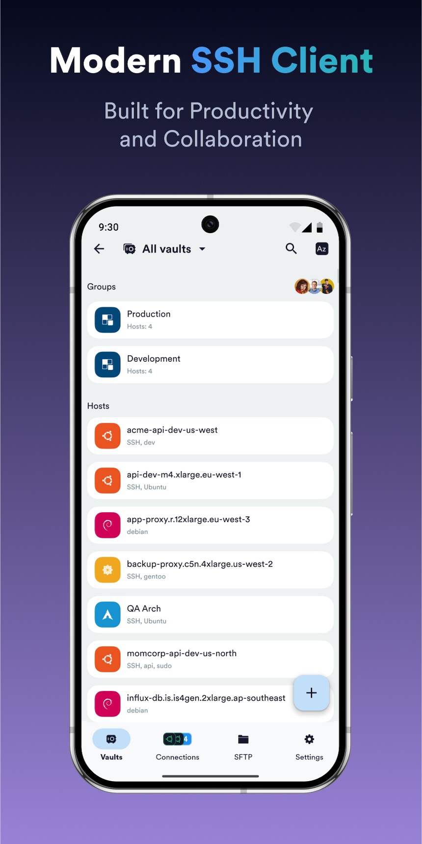 اسکرین شات 1 برنامه Termius - Modern SSH Client