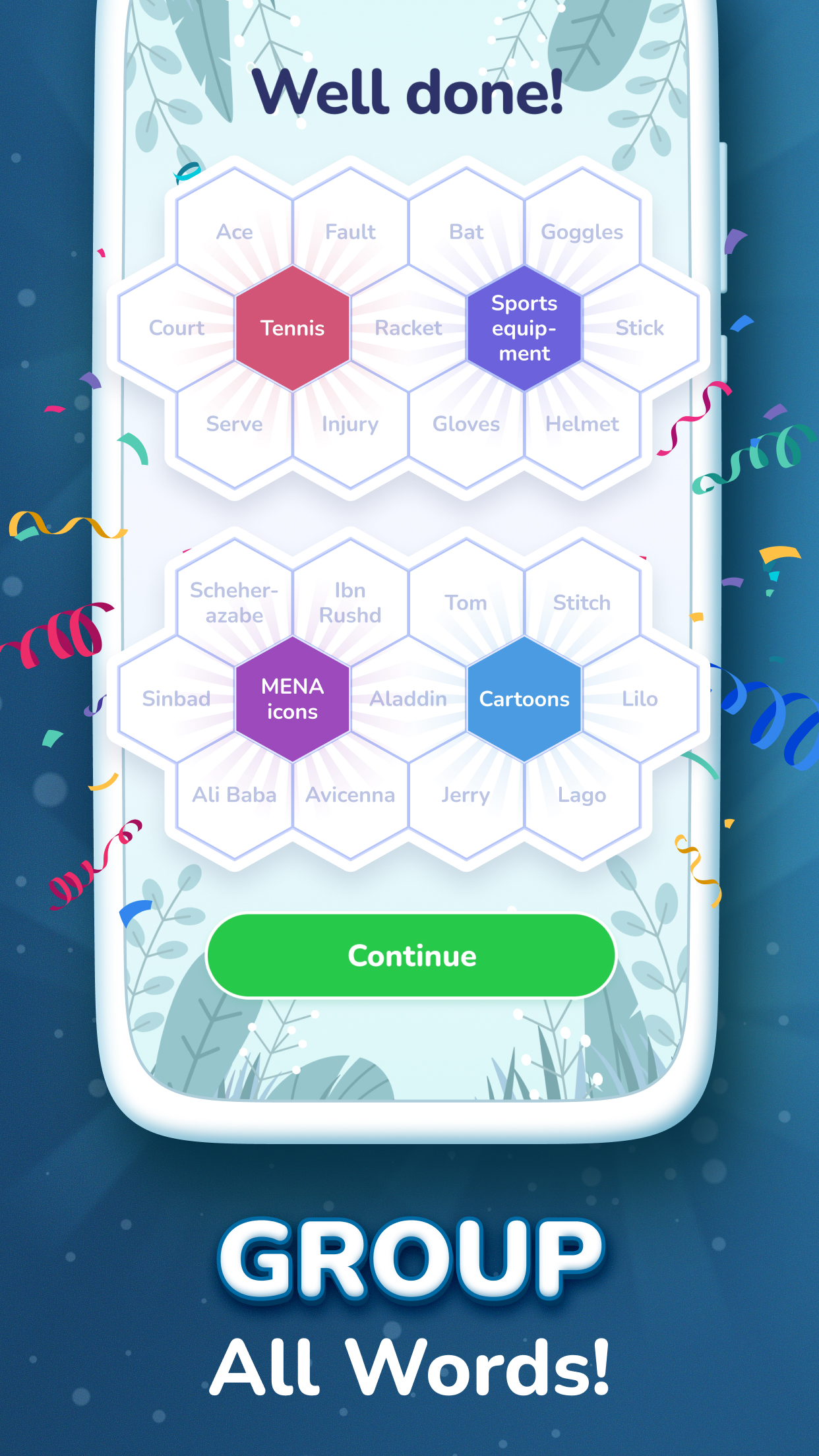 اسکرین شات 2 بازی Hexa Words: Sort Associations