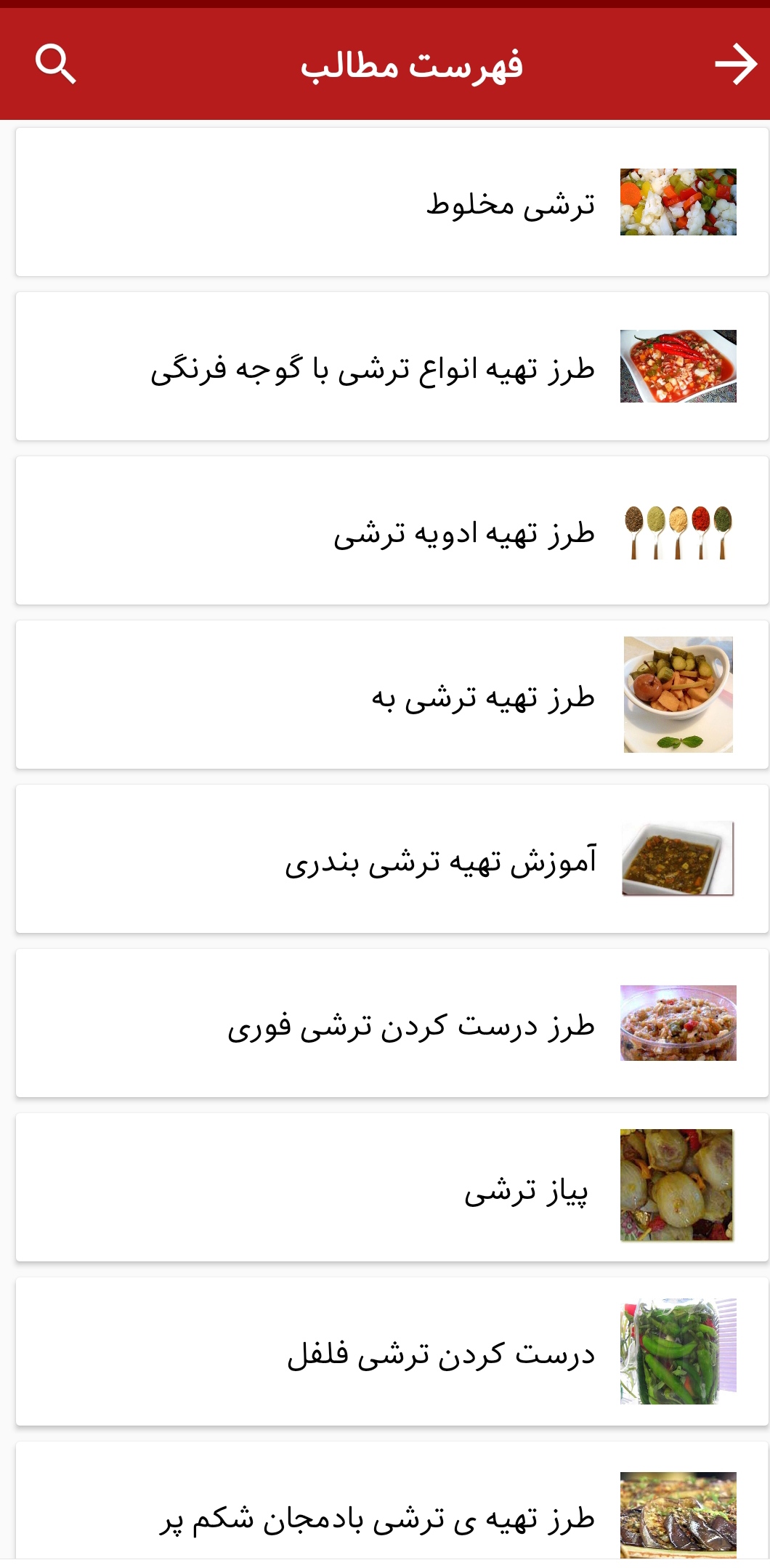 اسکرین شات 3 برنامه طرز تهیه انواع ترشی