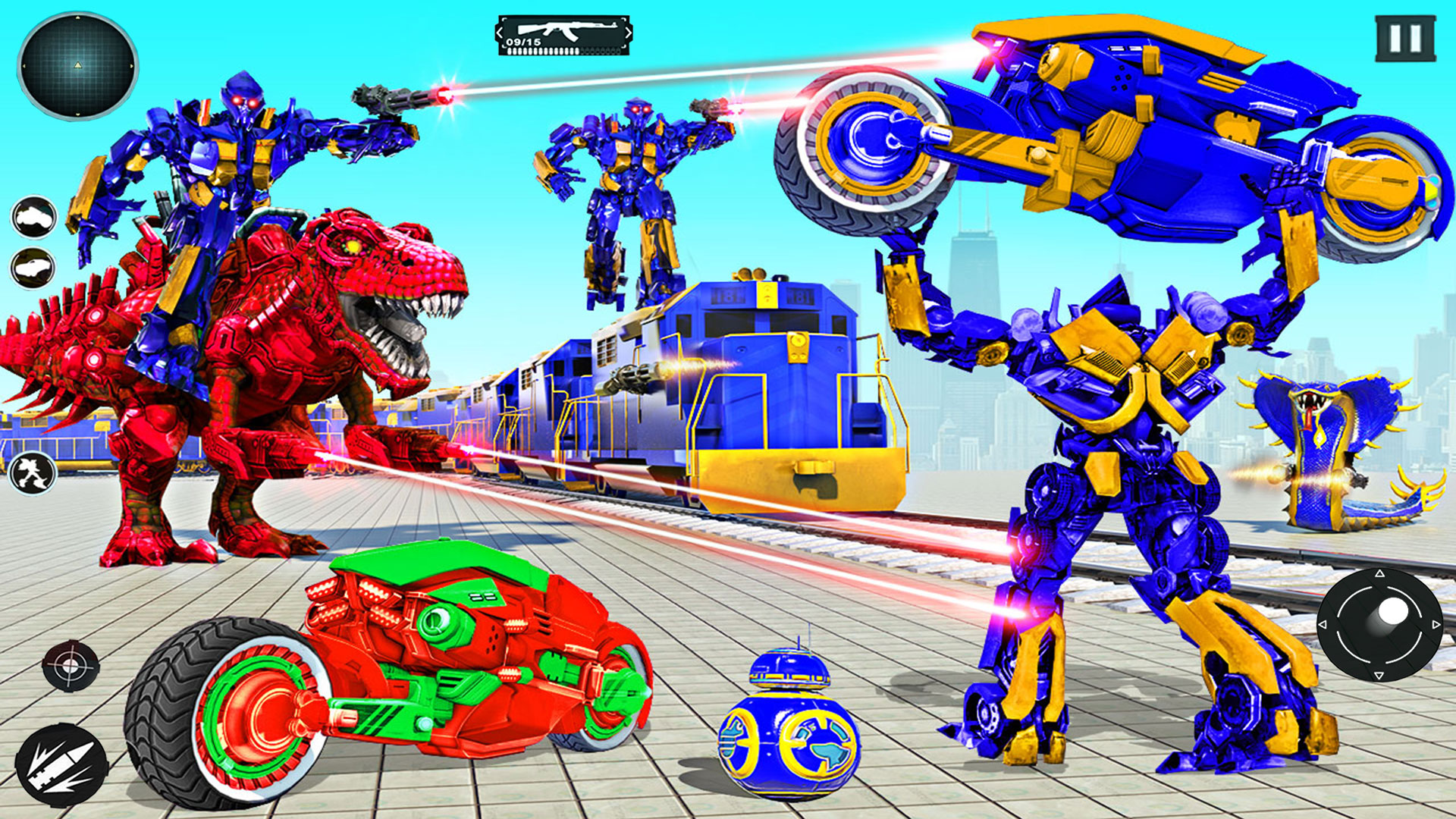 اسکرین شات 2 برنامه Train Robot Transform Car Game
