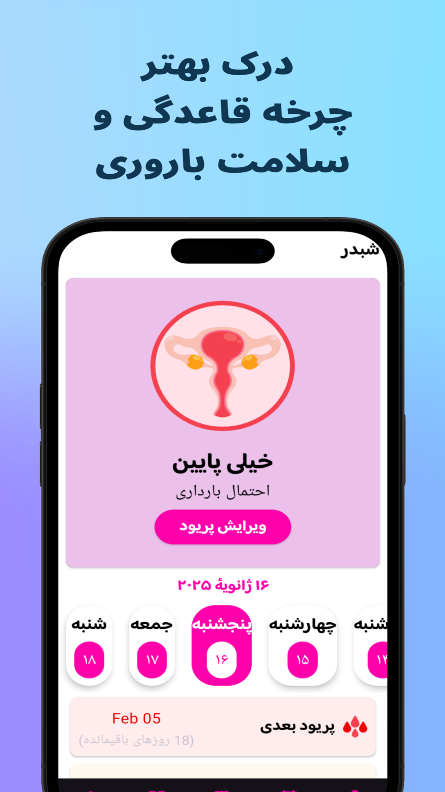 اسکرین شات 1 برنامه ‏‏شبدر: تقویم قاعدگی و تخمک‌گذاری زنان