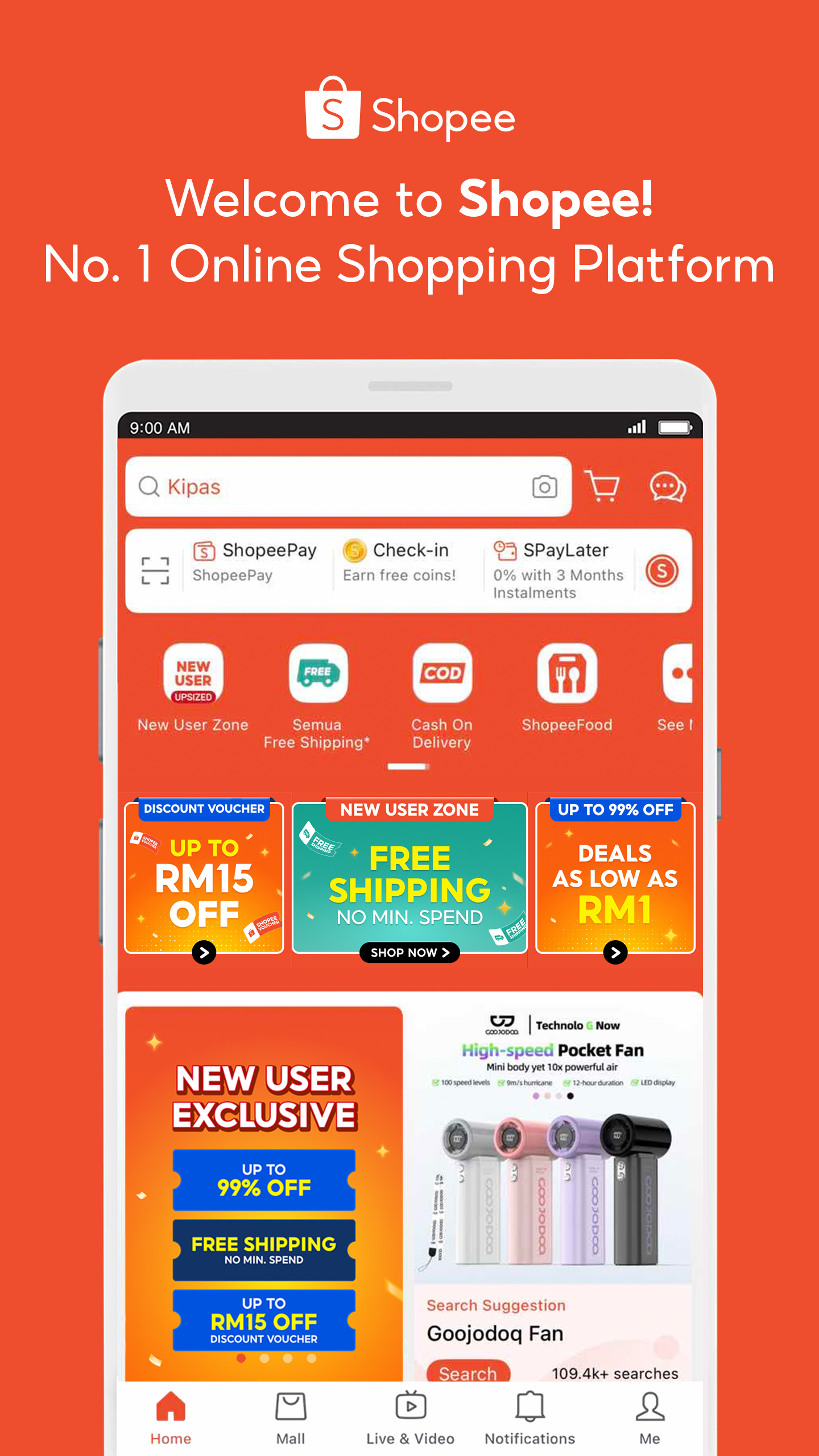 اسکرین شات 1 برنامه Shopee MY: No Shipping Fee