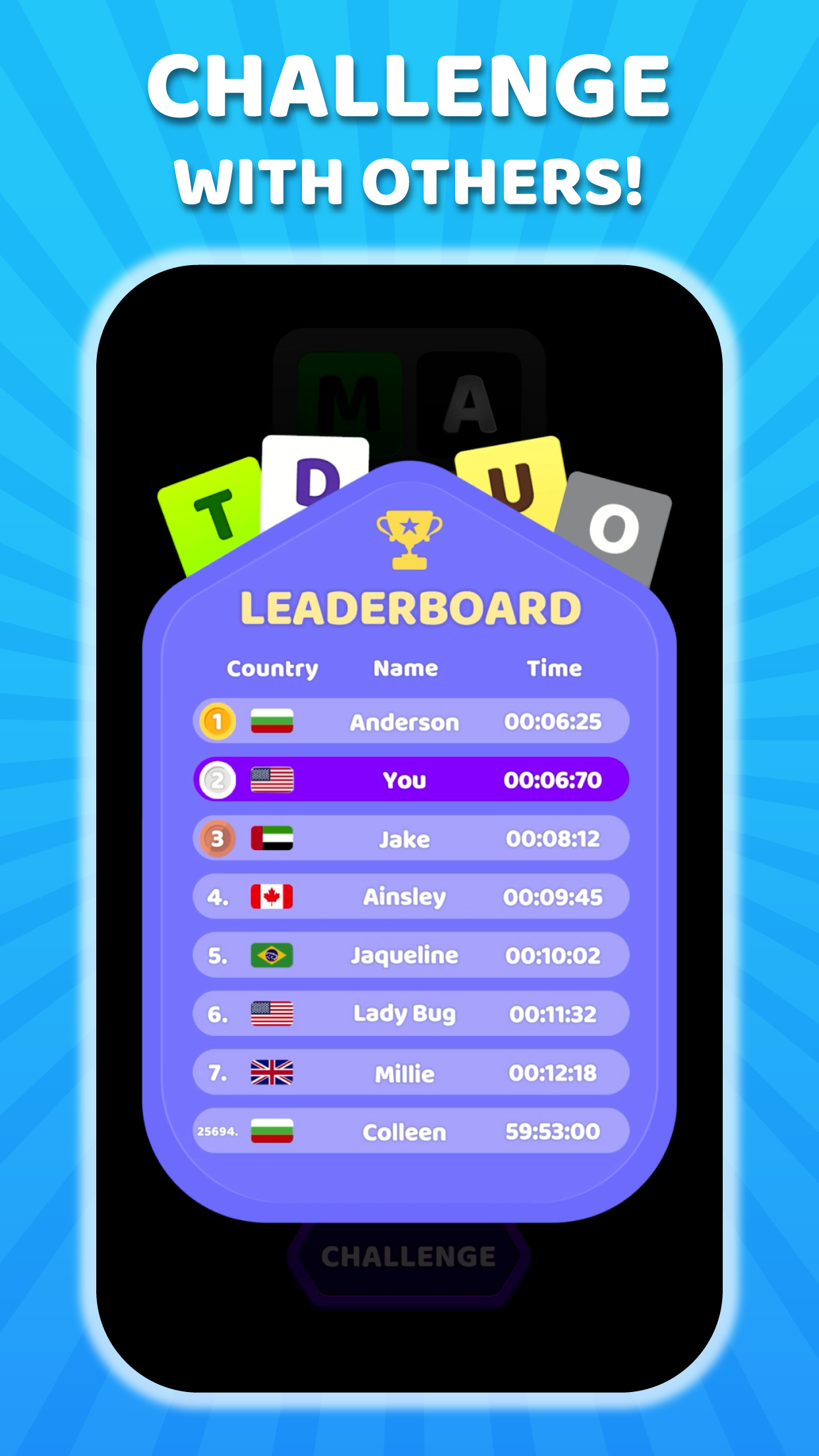 اسکرین شات 5 بازی W Challenge - Daily Word Game