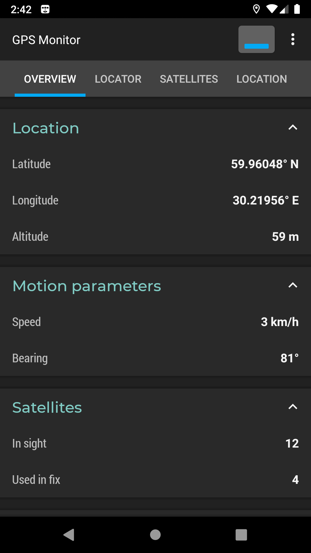 اسکرین شات 1 برنامه GPS Monitor: satellite data