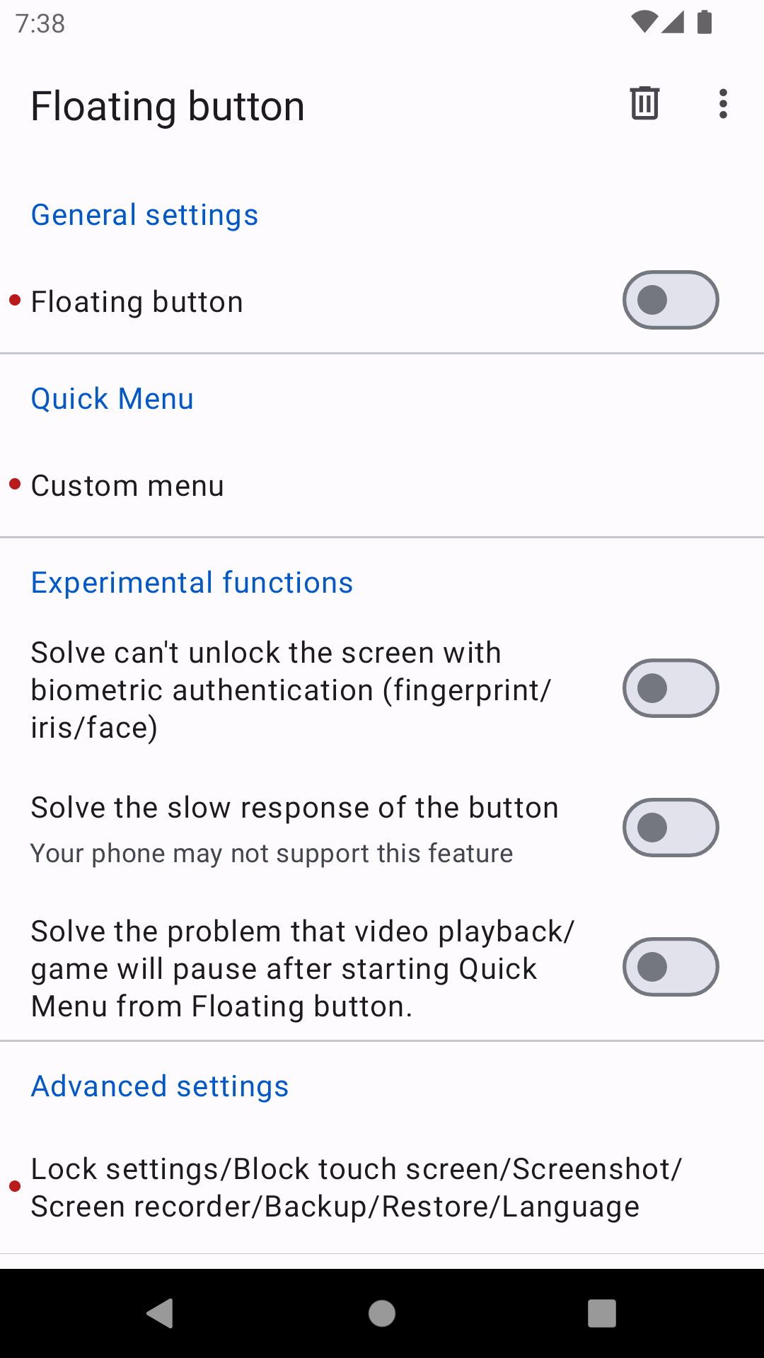 اسکرین شات 6 برنامه Floating Button:AssistiveTouch