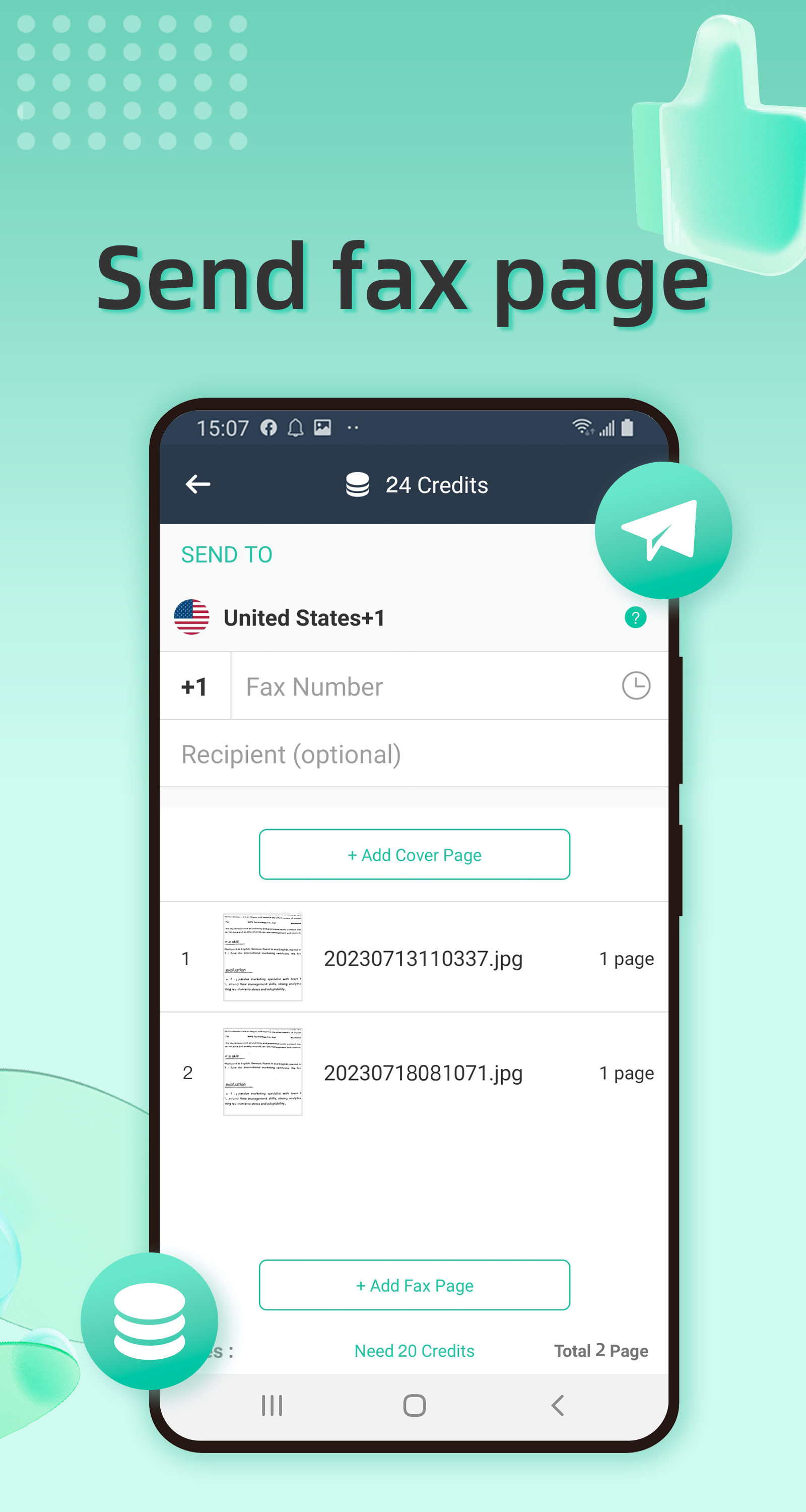 اسکرین شات 2 برنامه Simple Fax-Send Fax from Phone
