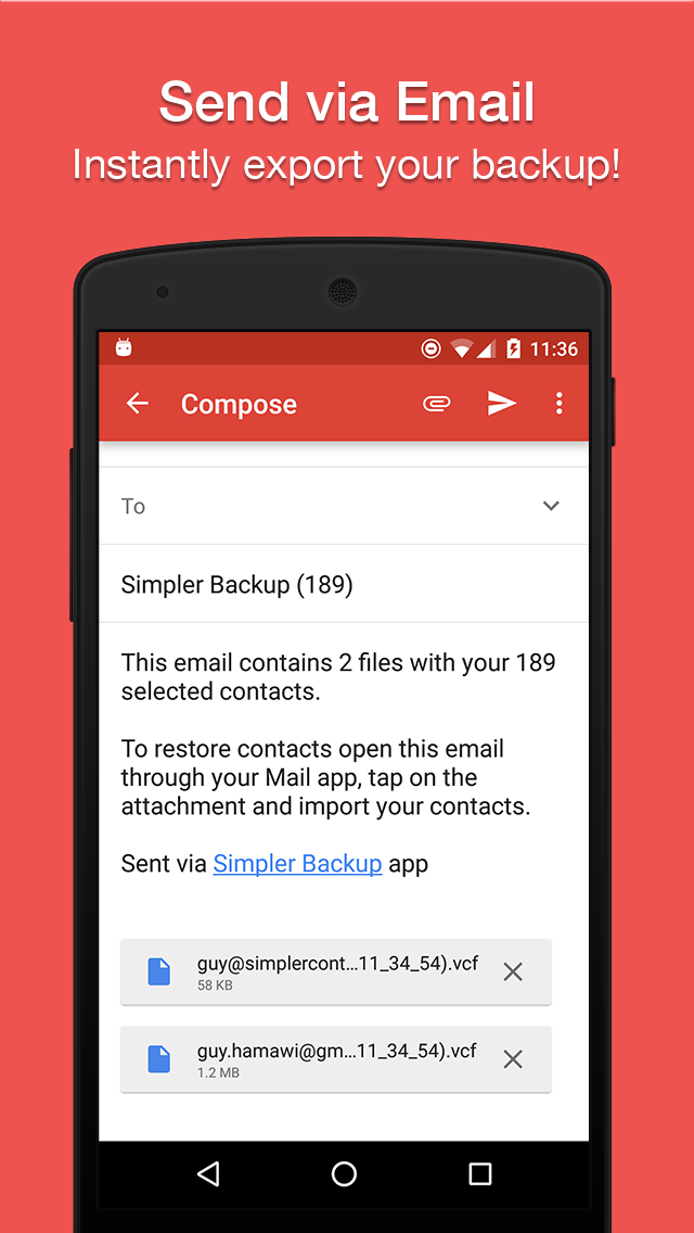 اسکرین شات 2 برنامه Easy Contacts Backup & Restore