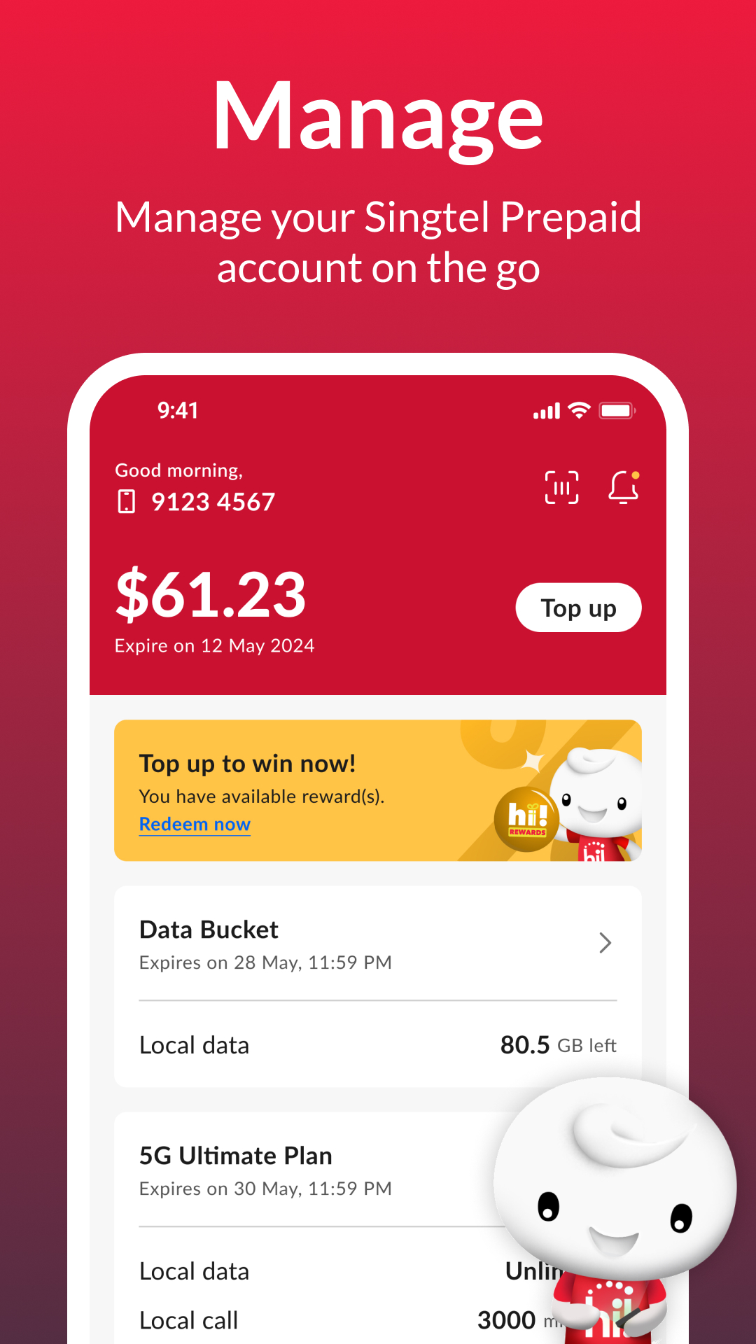 اسکرین شات 1 برنامه Singtel Prepaid hi!App