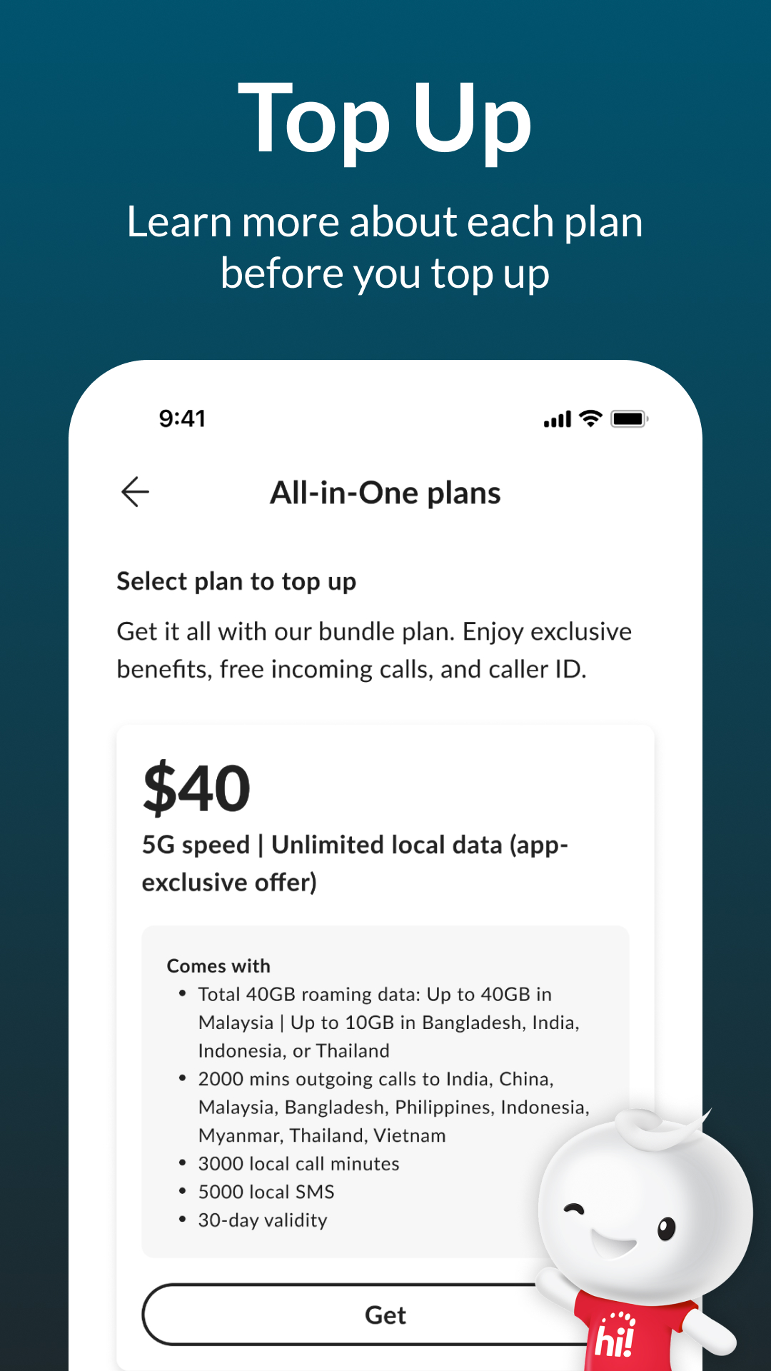 اسکرین شات 3 برنامه Singtel Prepaid hi!App