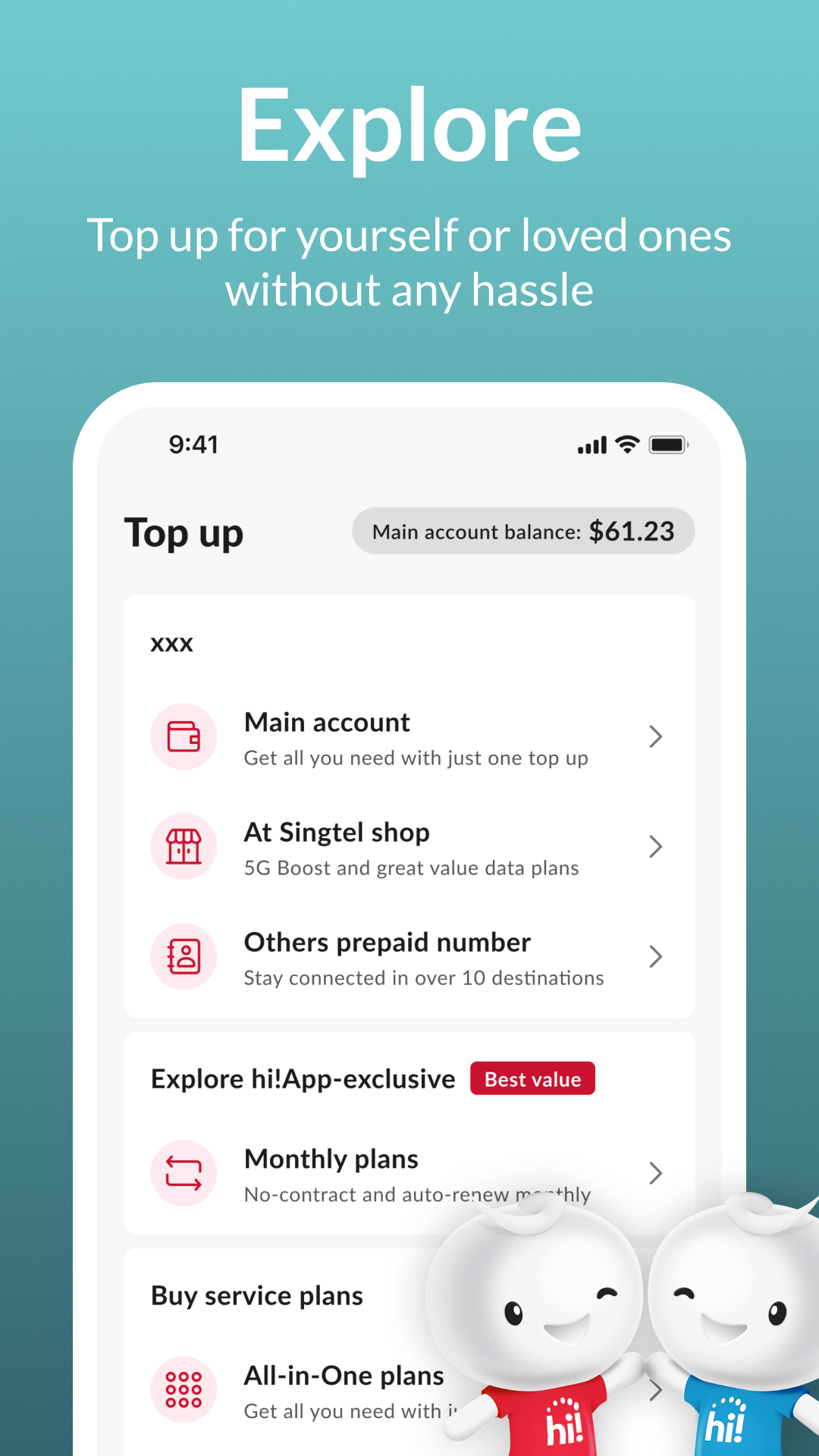 اسکرین شات 2 برنامه Singtel Prepaid hi!App